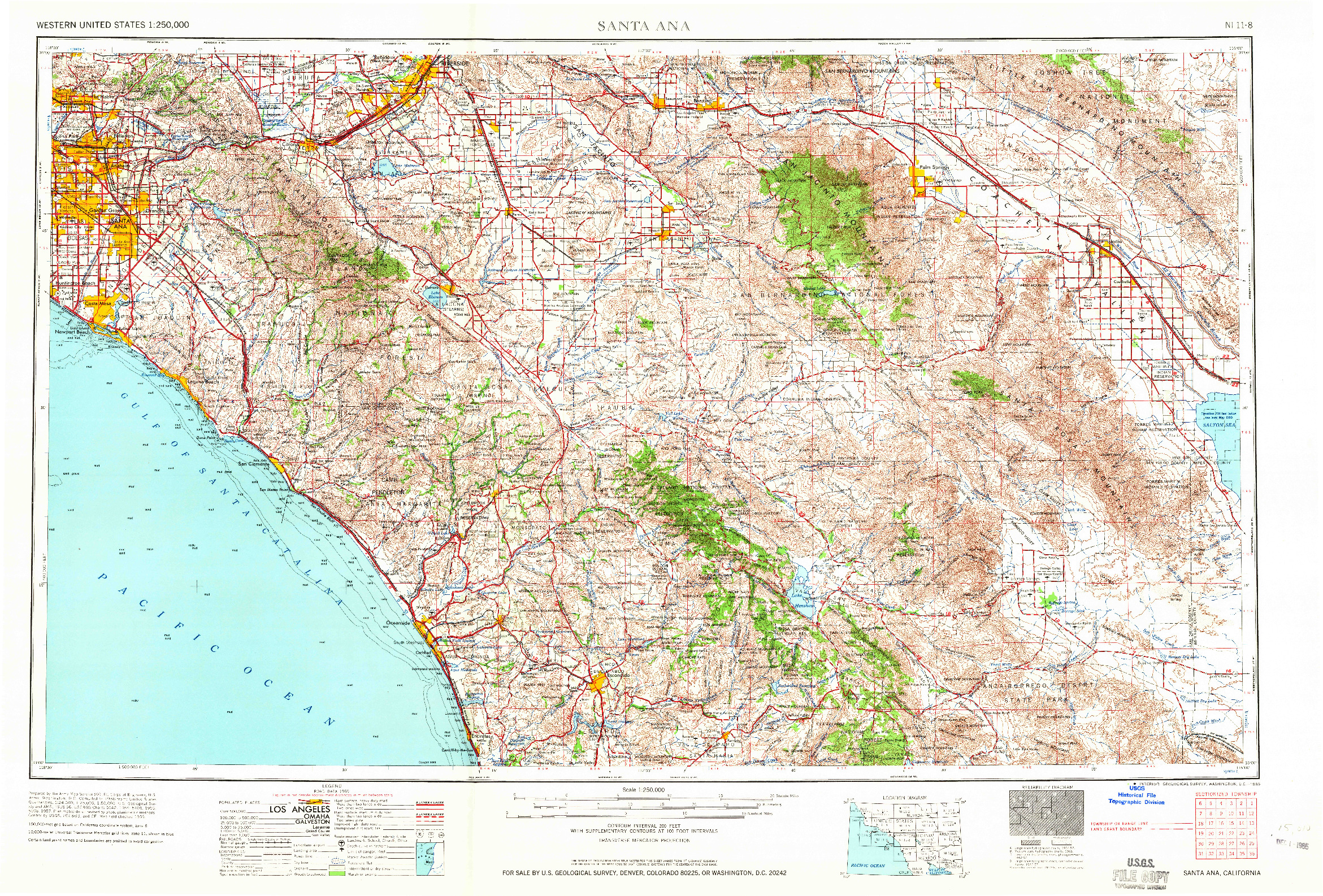 USGS 1:250000-SCALE QUADRANGLE FOR SANTA ANA, CA 1965