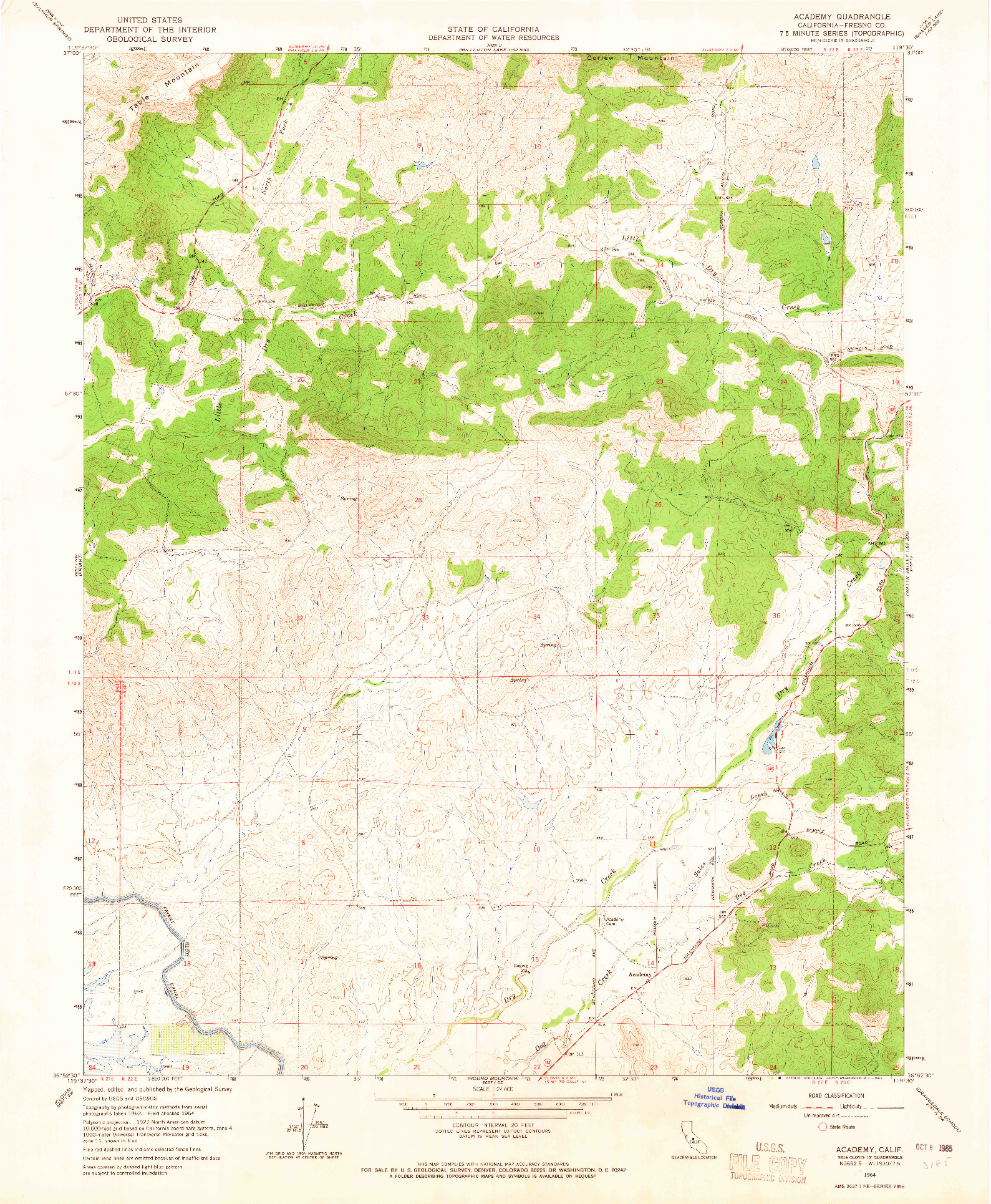 USGS 1:24000-SCALE QUADRANGLE FOR ACADEMY, CA 1964