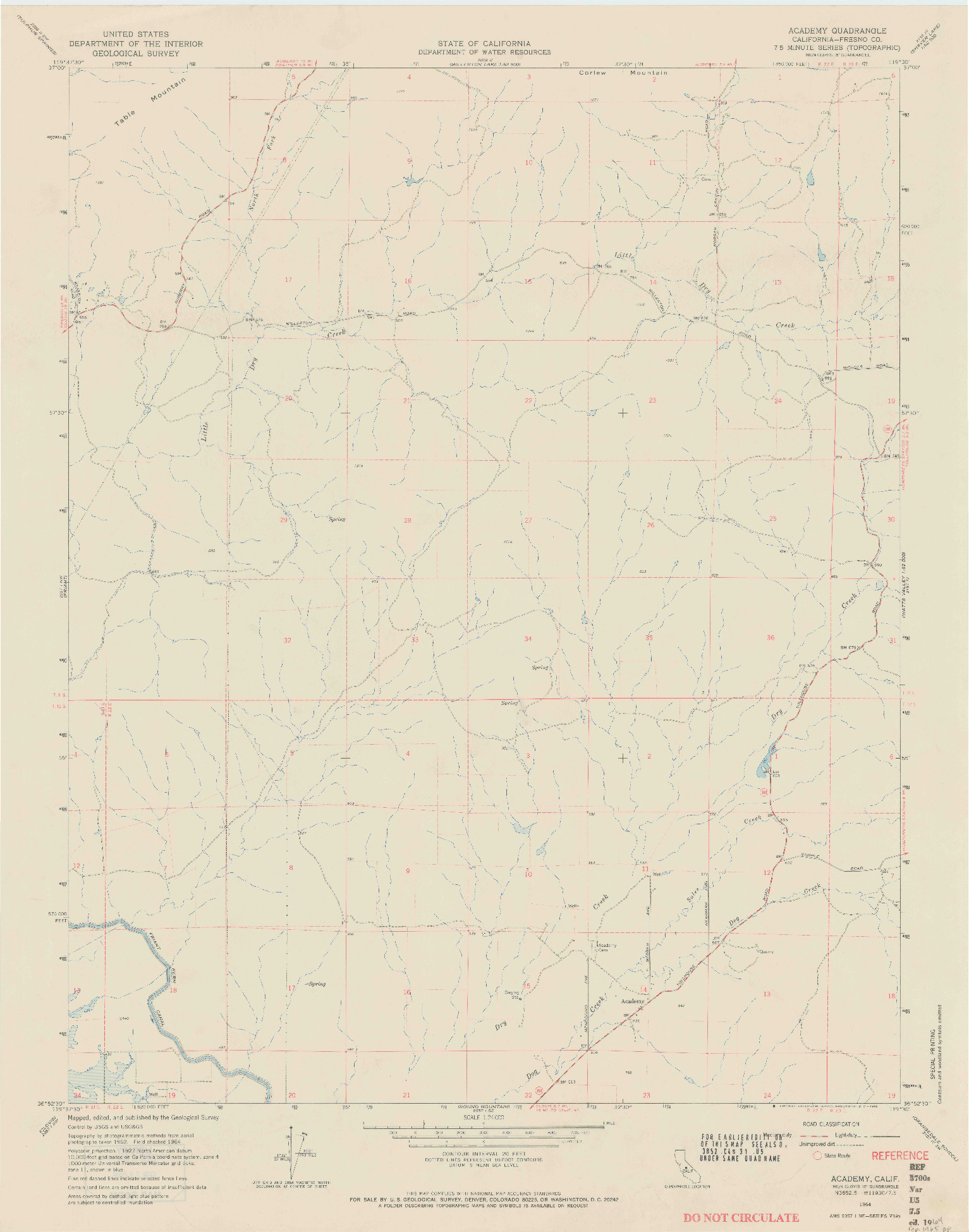 USGS 1:24000-SCALE QUADRANGLE FOR ACADEMY, CA 1964