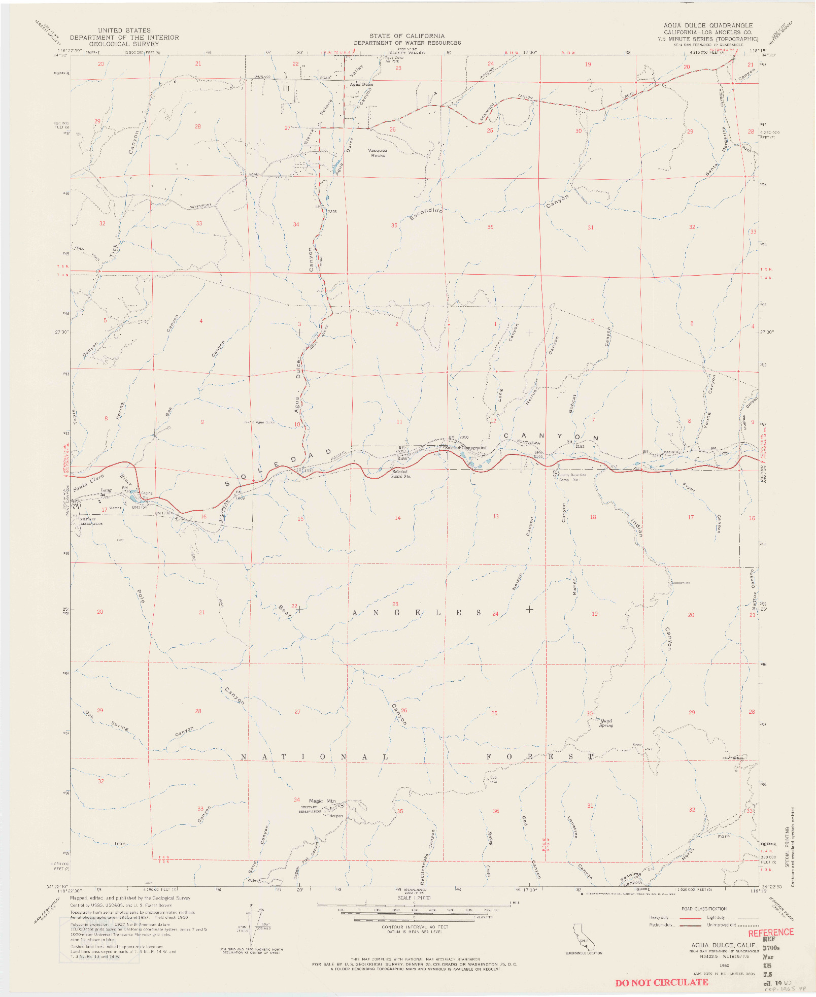 USGS 1:24000-SCALE QUADRANGLE FOR AGUA DULCE, CA 1960