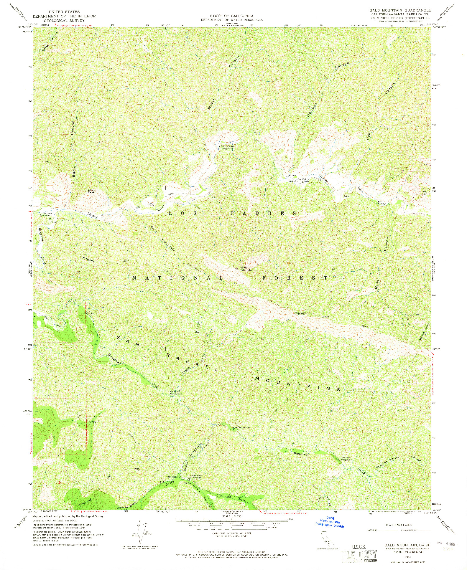 USGS 1:24000-SCALE QUADRANGLE FOR BALD MOUNTAIN, CA 1964