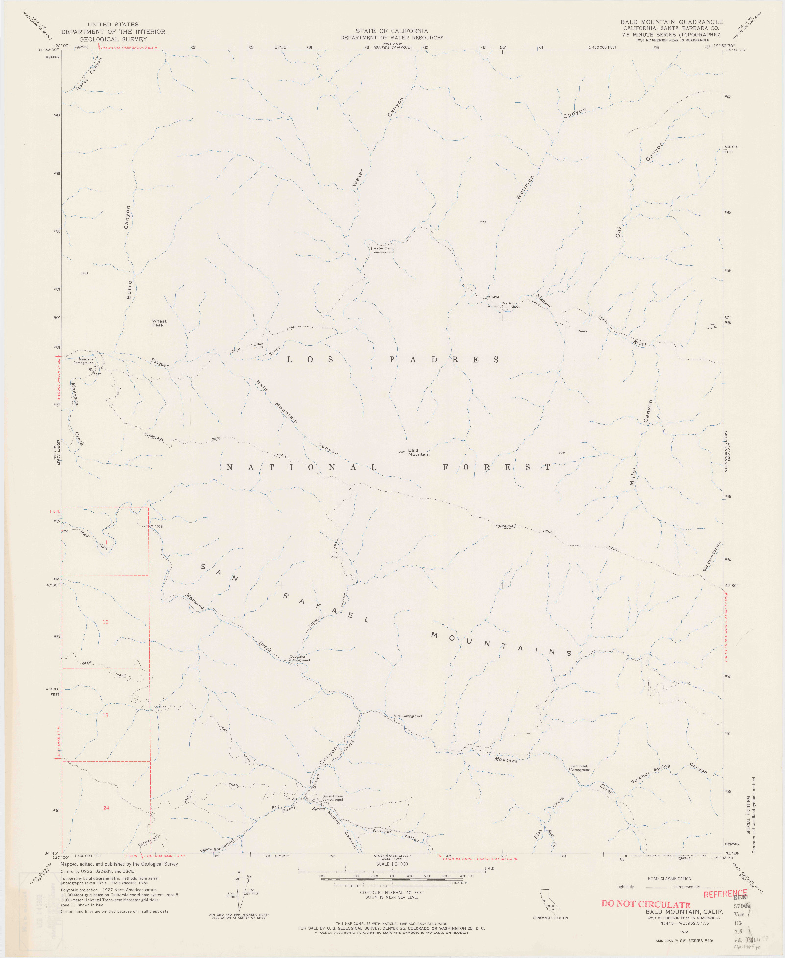 USGS 1:24000-SCALE QUADRANGLE FOR BALD MOUNTAIN, CA 1964