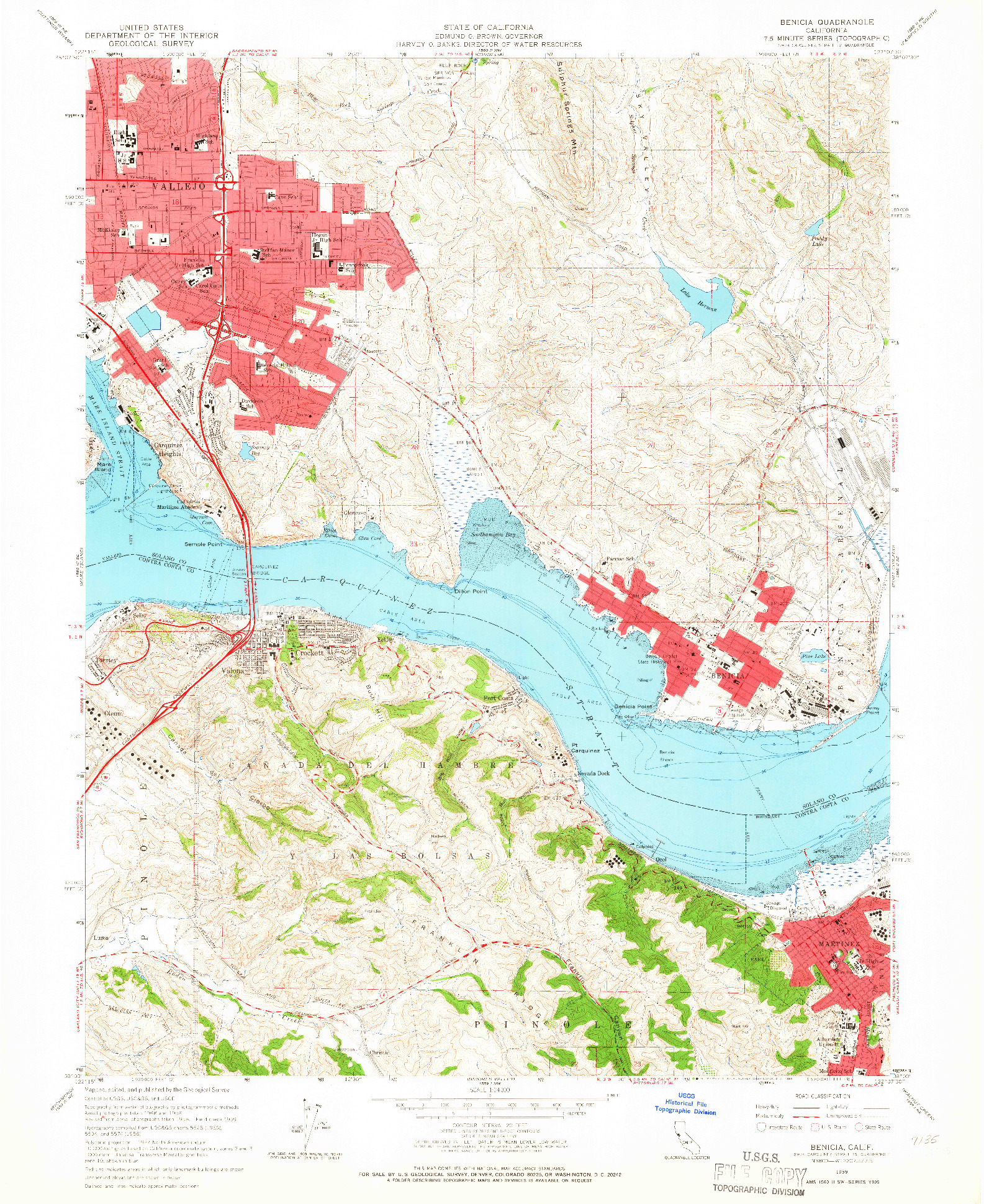 USGS 1:24000-SCALE QUADRANGLE FOR BENICIA, CA 1959