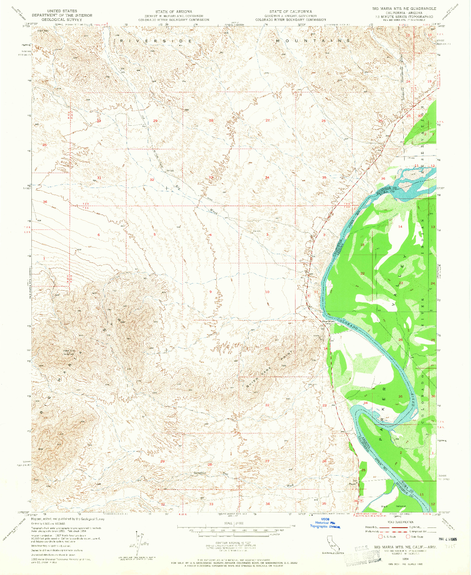 USGS 1:24000-SCALE QUADRANGLE FOR BIG MARIA MTS NE, CA 1954