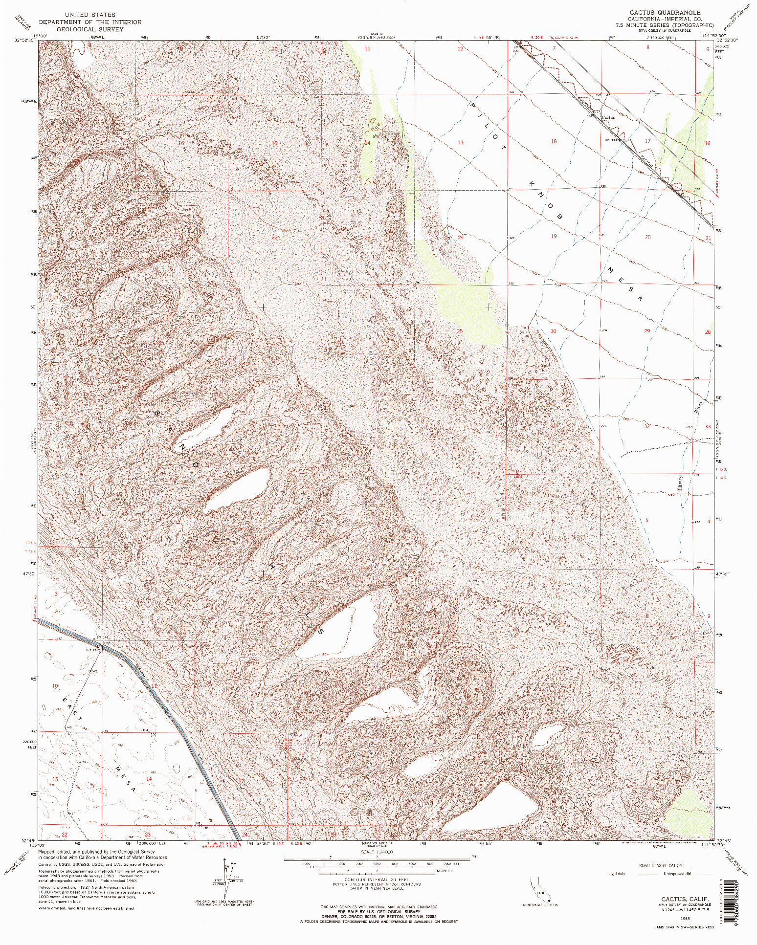 USGS 1:24000-SCALE QUADRANGLE FOR CACTUS, CA 1963