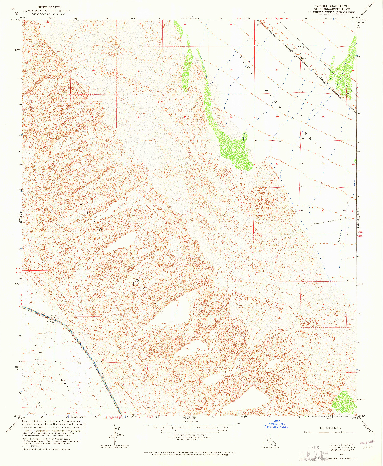 USGS 1:24000-SCALE QUADRANGLE FOR CACTUS, CA 1963