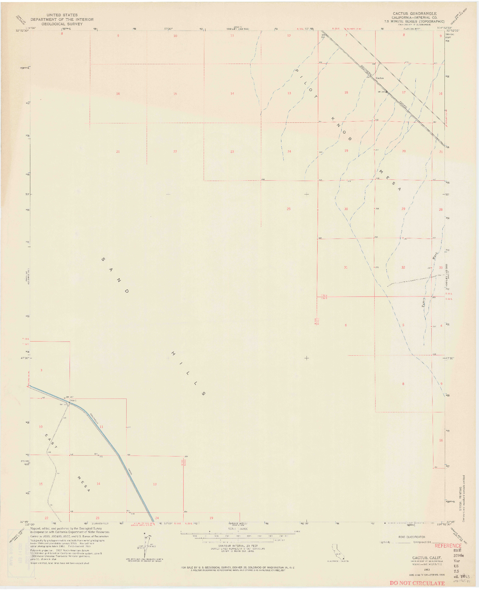 USGS 1:24000-SCALE QUADRANGLE FOR CACTUS, CA 1963