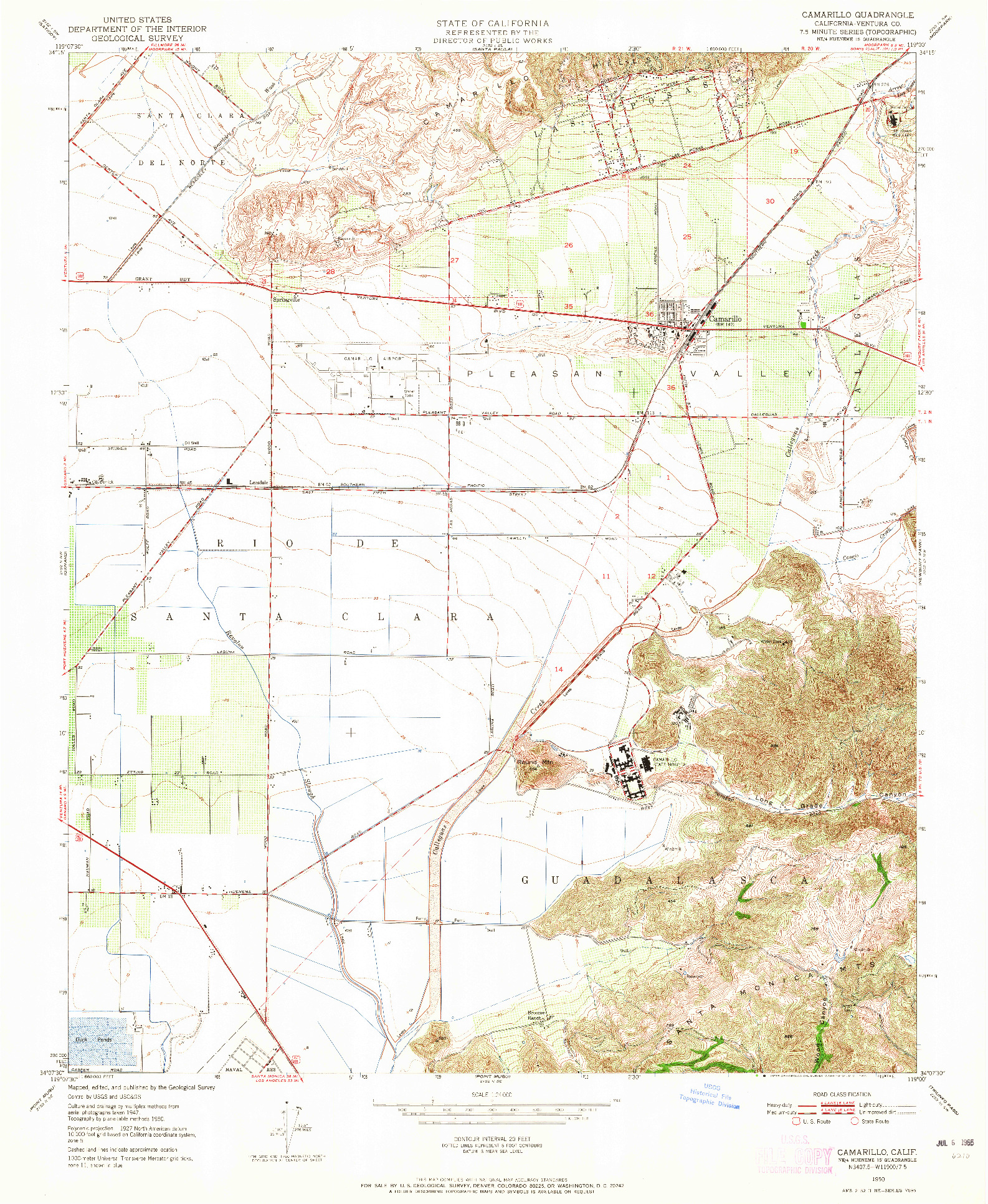 USGS 1:24000-SCALE QUADRANGLE FOR CAMARILLO, CA 1950