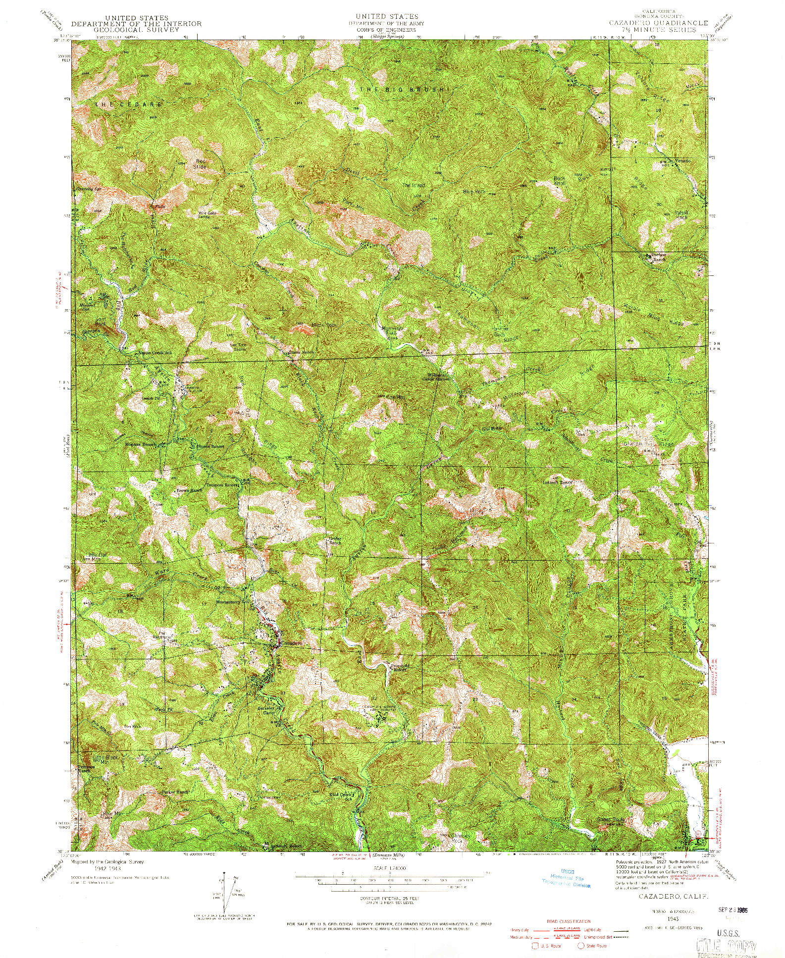 USGS 1:24000-SCALE QUADRANGLE FOR CAZADERO, CA 1943