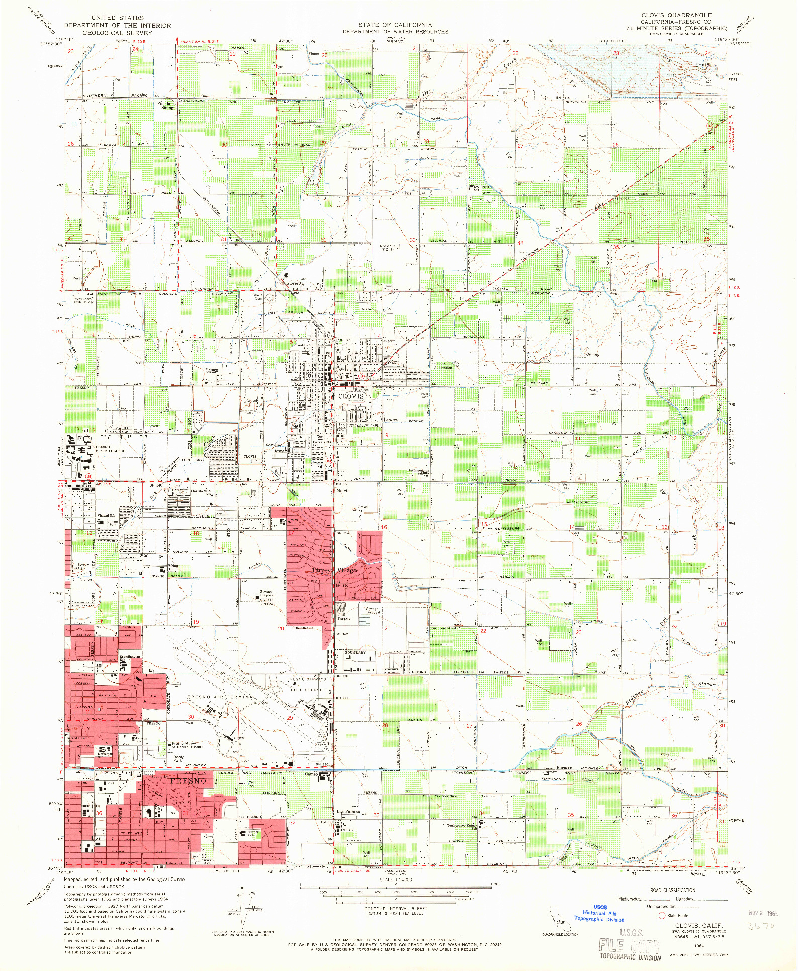 USGS 1:24000-SCALE QUADRANGLE FOR CLOVIS, CA 1964