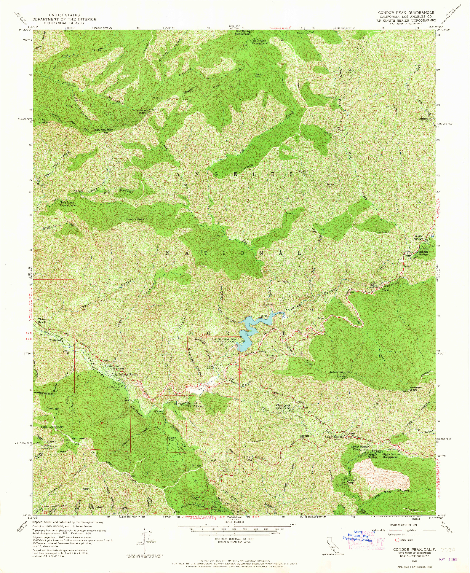 USGS 1:24000-SCALE QUADRANGLE FOR CONDOR PEAK, CA 1959