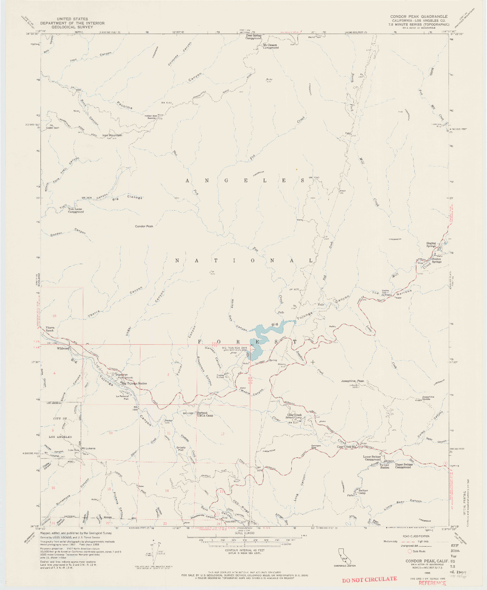 USGS 1:24000-SCALE QUADRANGLE FOR CONDOR PEAK, CA 1959