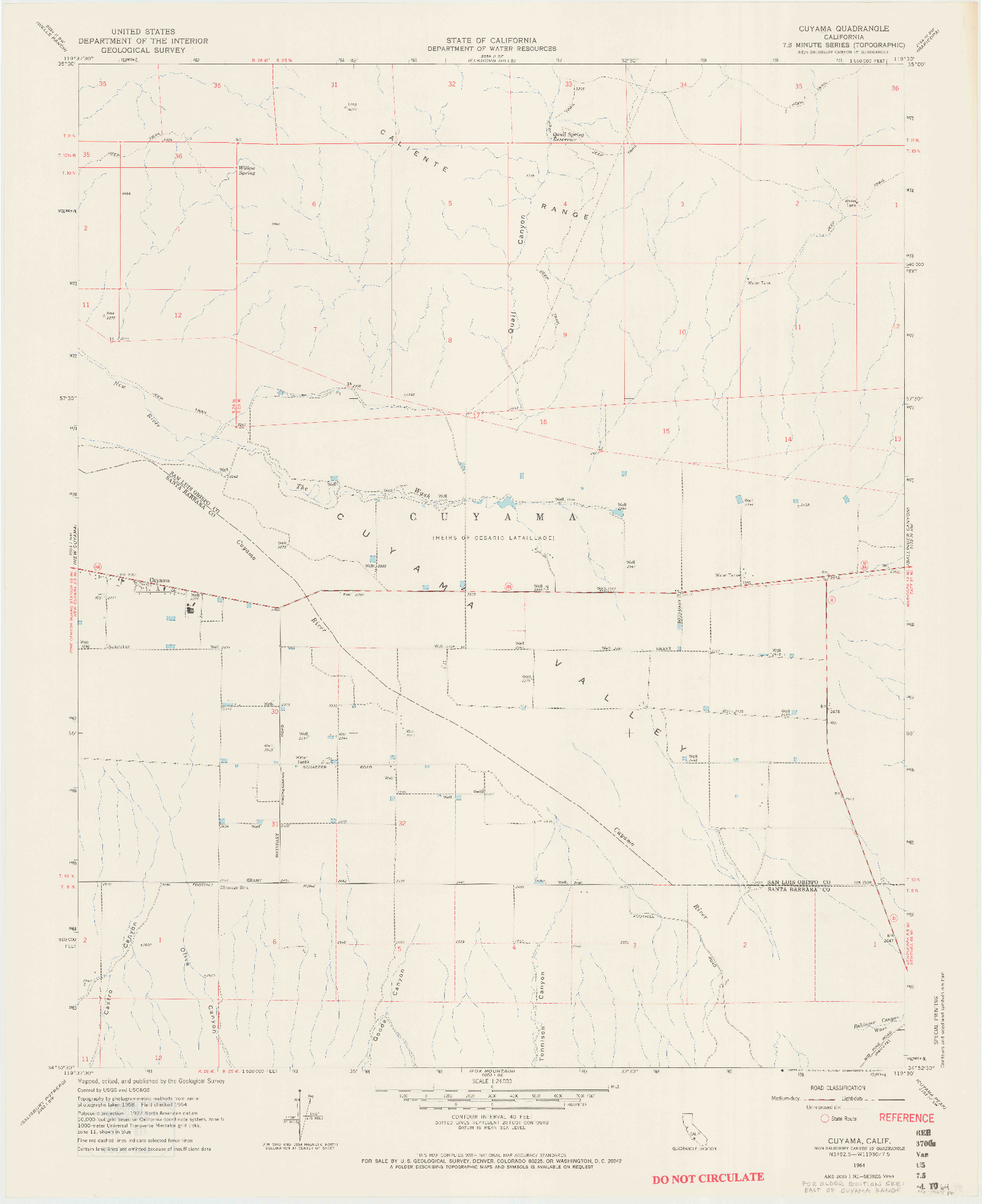 USGS 1:24000-SCALE QUADRANGLE FOR CUYAMA, CA 1964