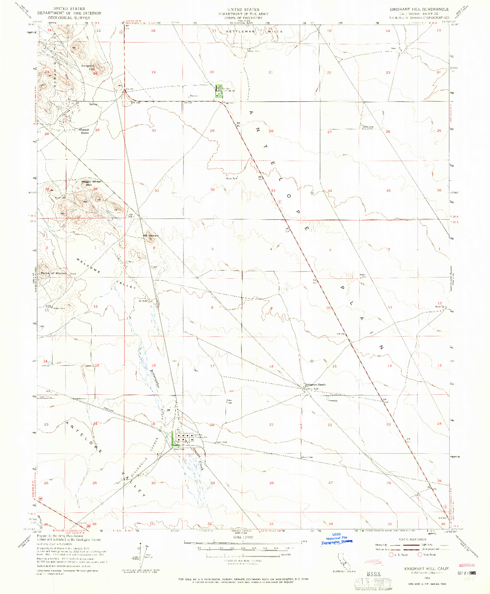 USGS 1:24000-SCALE QUADRANGLE FOR EMIGRANT HILL, CA 1953