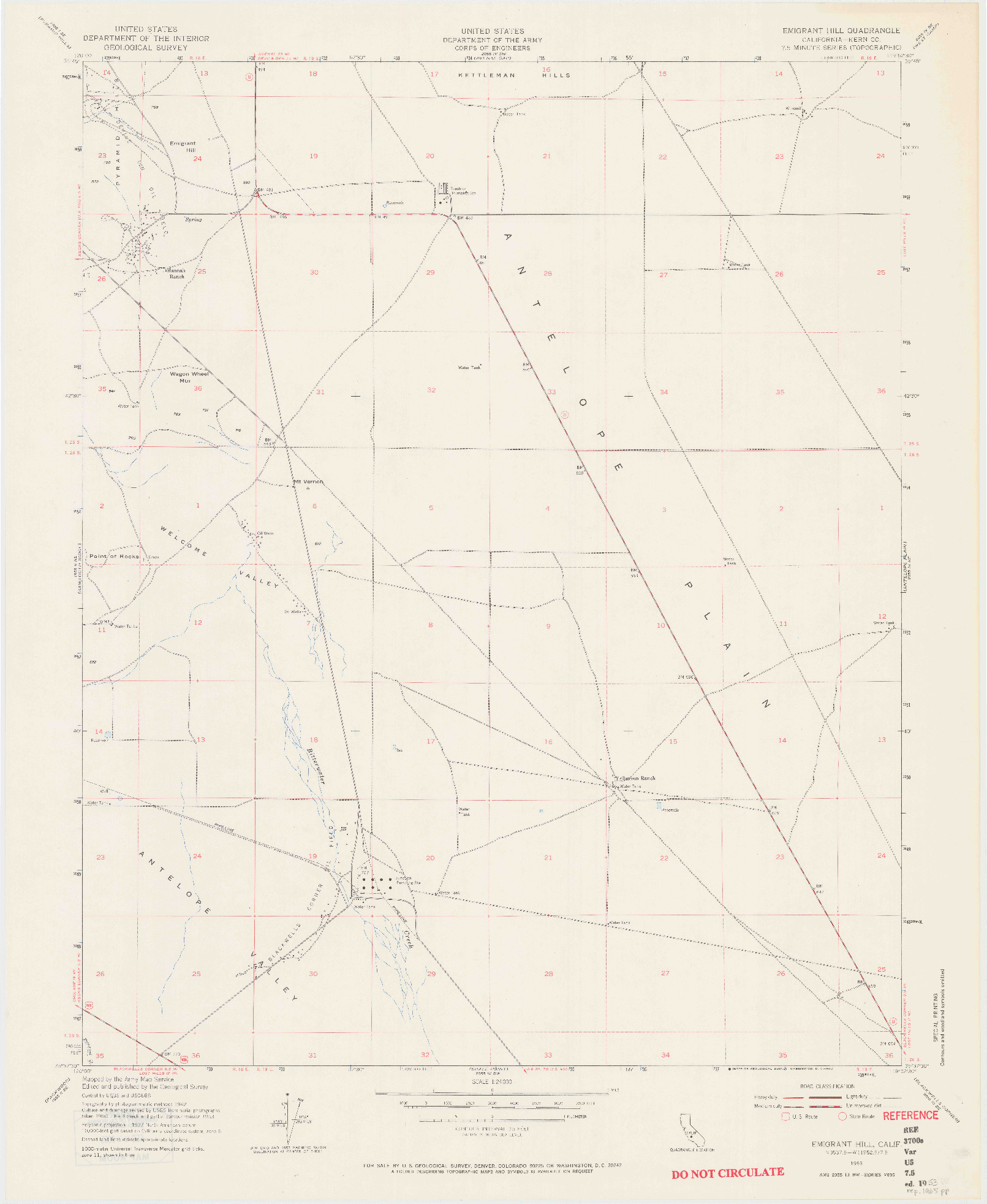 USGS 1:24000-SCALE QUADRANGLE FOR EMIGRANT HILL, CA 1953