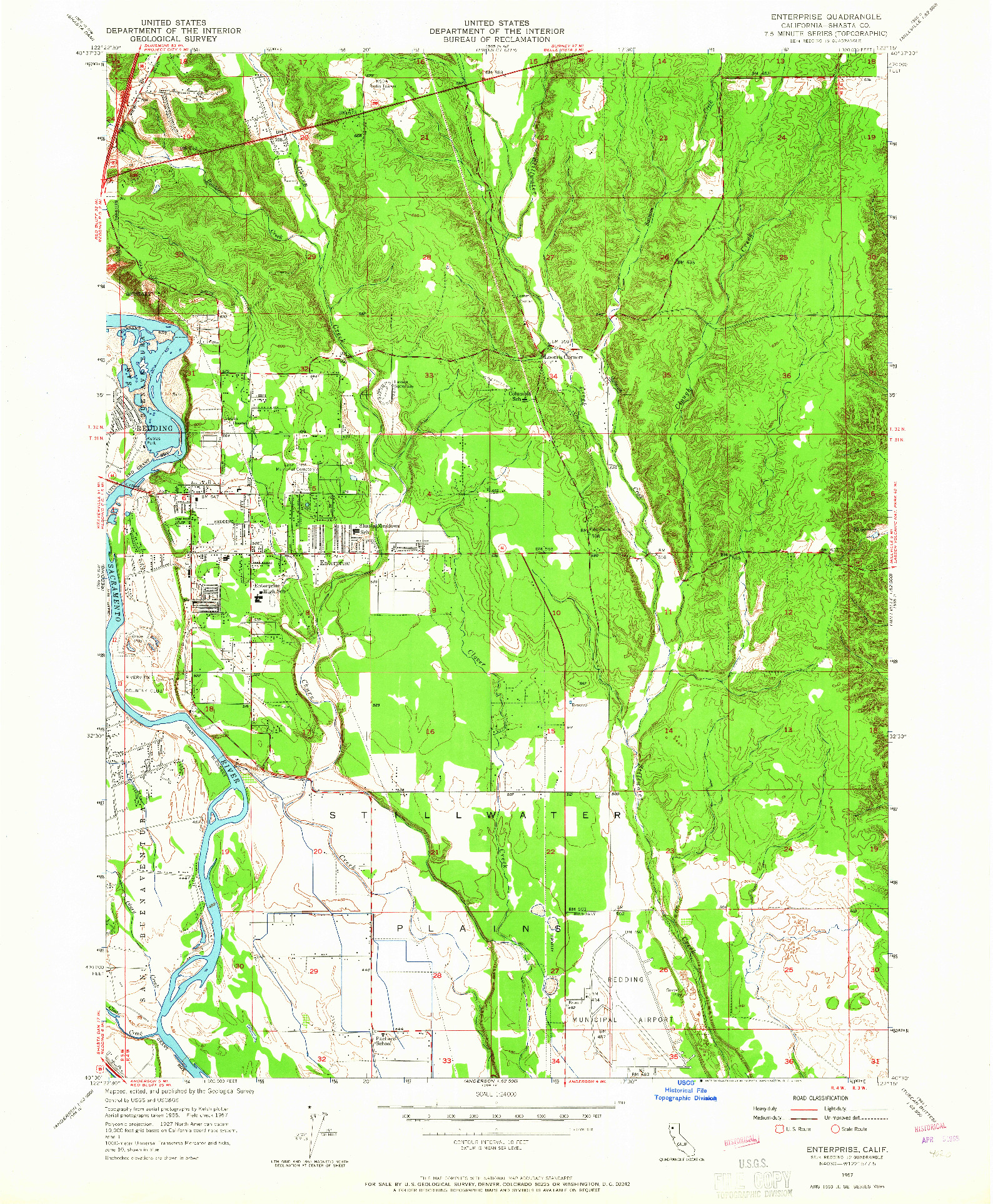 USGS 1:24000-SCALE QUADRANGLE FOR ENTERPRISE, CA 1957