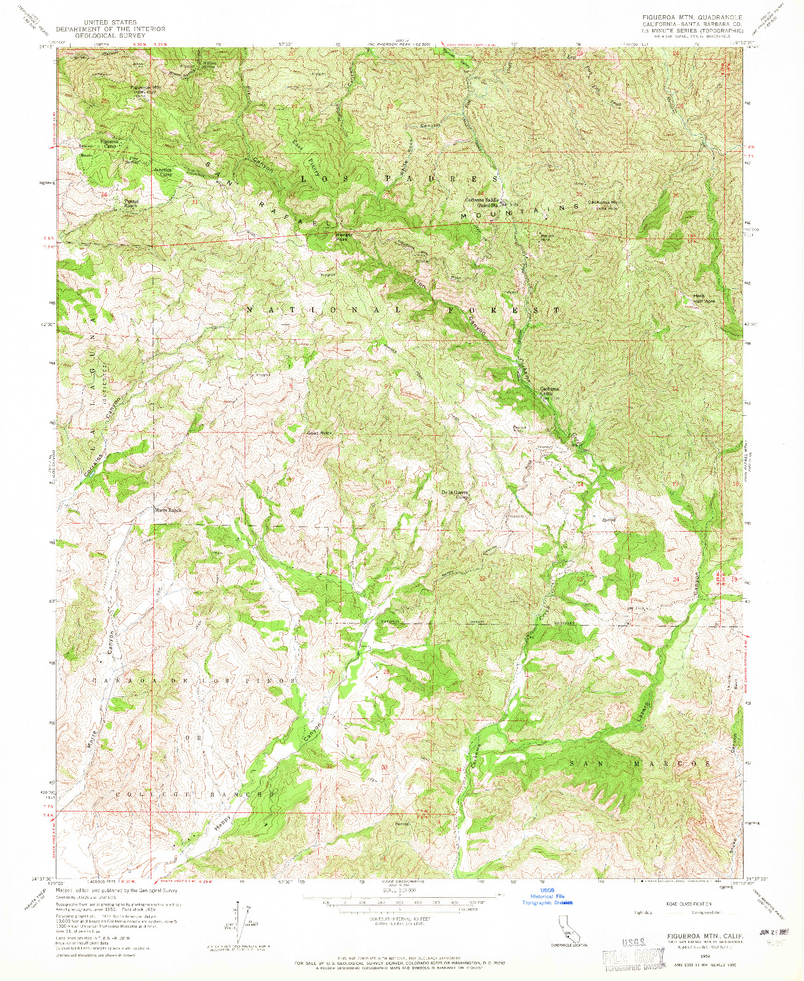 USGS 1:24000-SCALE QUADRANGLE FOR FIGUEROA MTN, CA 1959