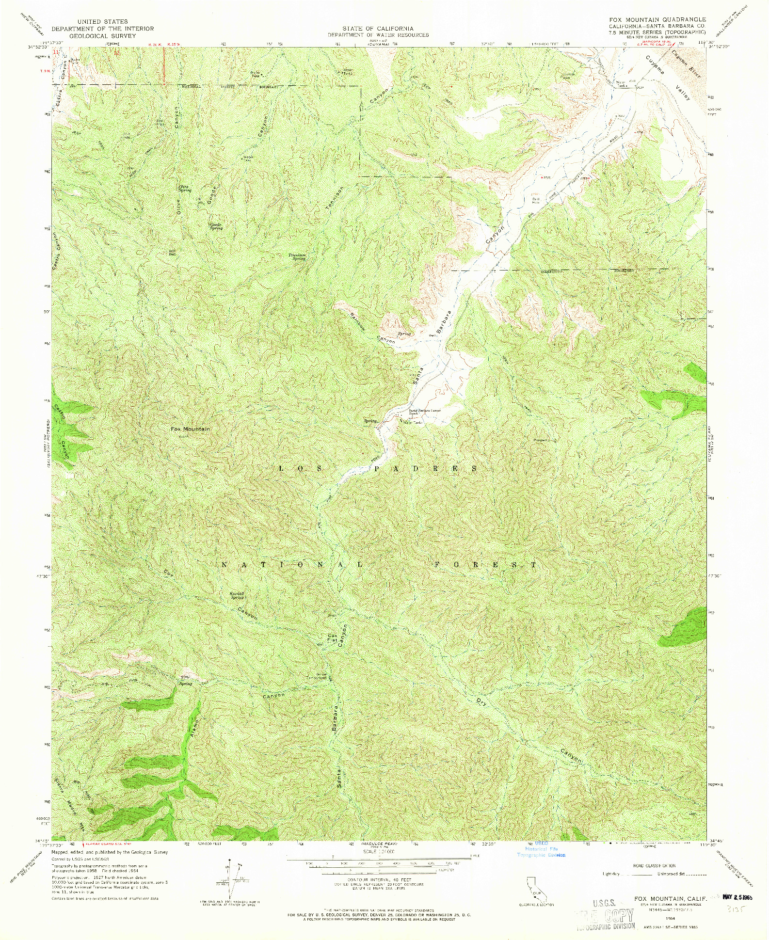 USGS 1:24000-SCALE QUADRANGLE FOR FOX MOUNTAIN, CA 1964