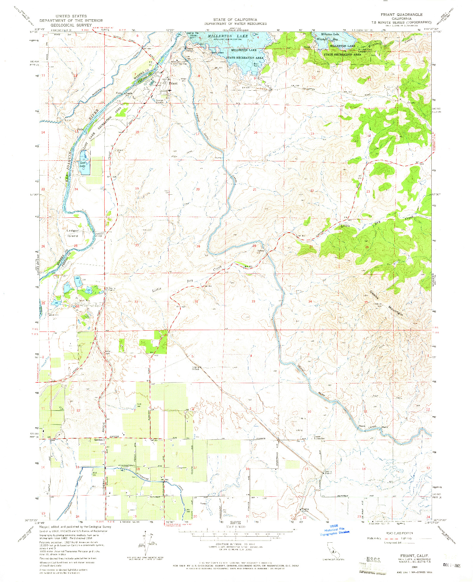 USGS 1:24000-SCALE QUADRANGLE FOR FRIANT, CA 1964