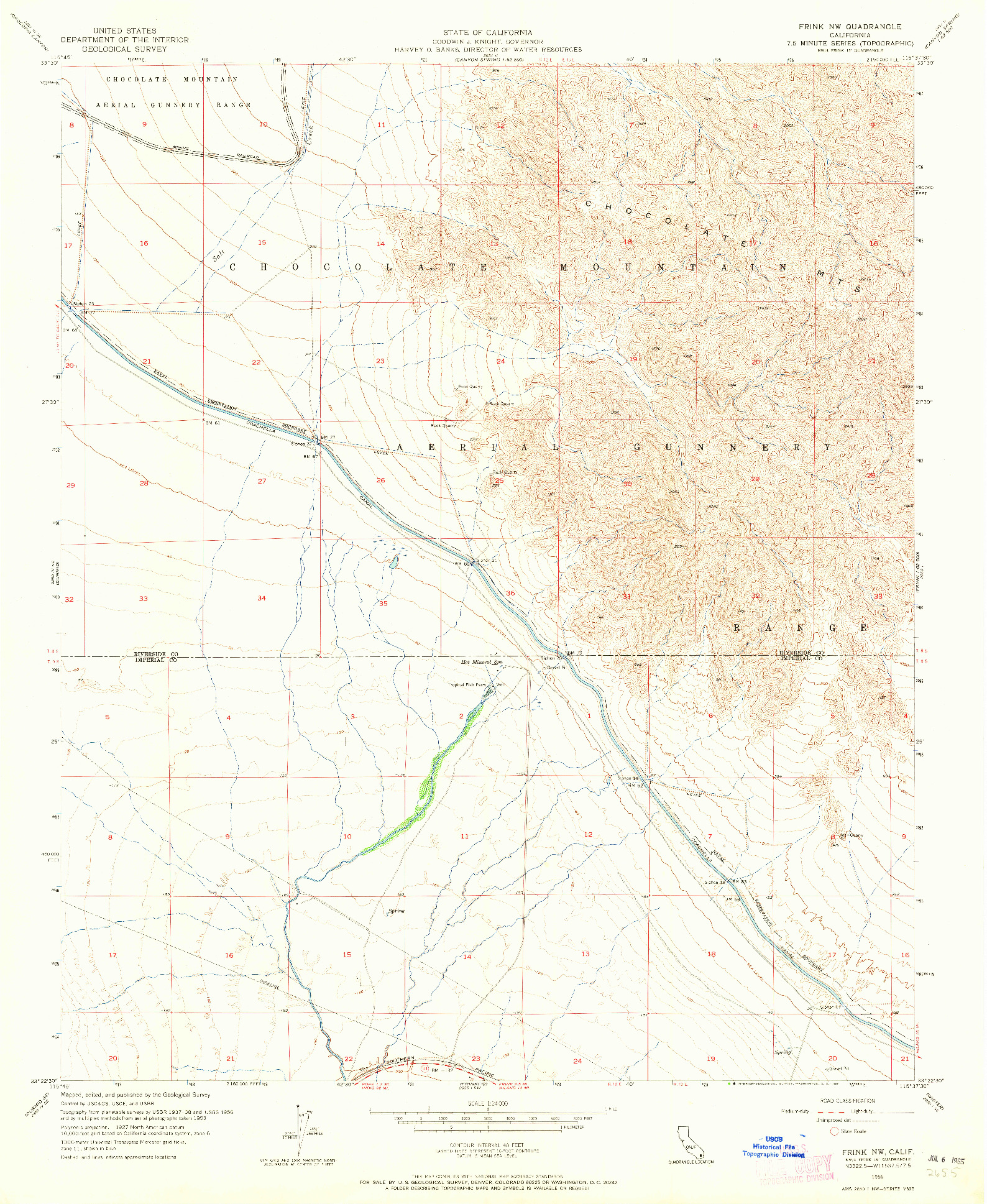 USGS 1:24000-SCALE QUADRANGLE FOR FRINK NW, CA 1956