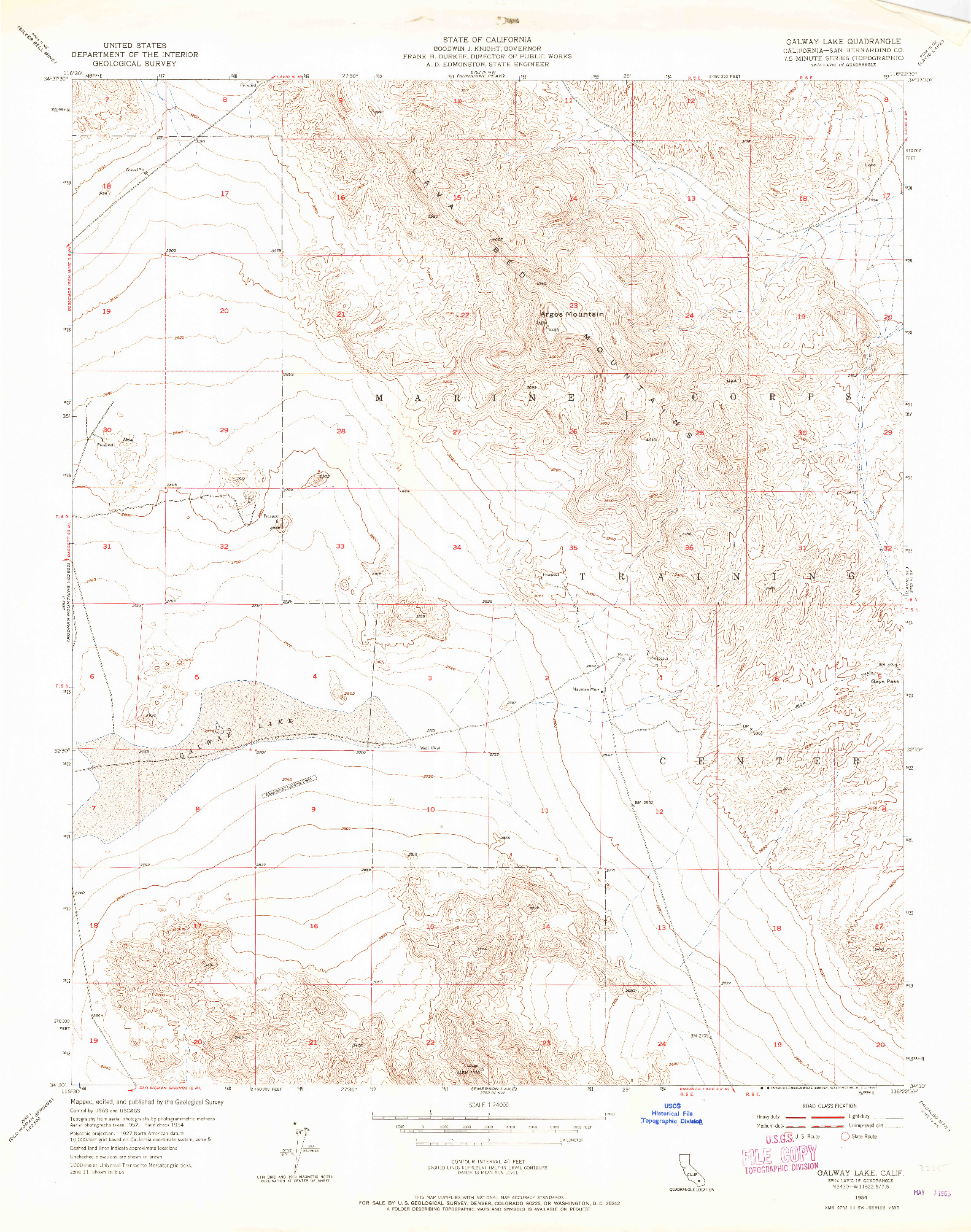 USGS 1:24000-SCALE QUADRANGLE FOR GALWAY LAKE, CA 1954