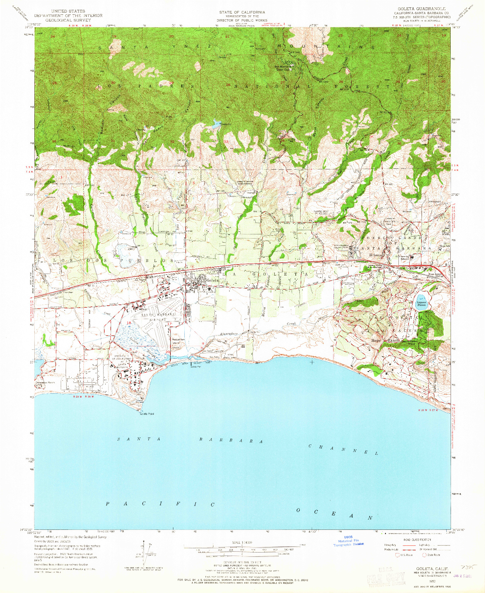 USGS 1:24000-SCALE QUADRANGLE FOR GOLETA, CA 1950