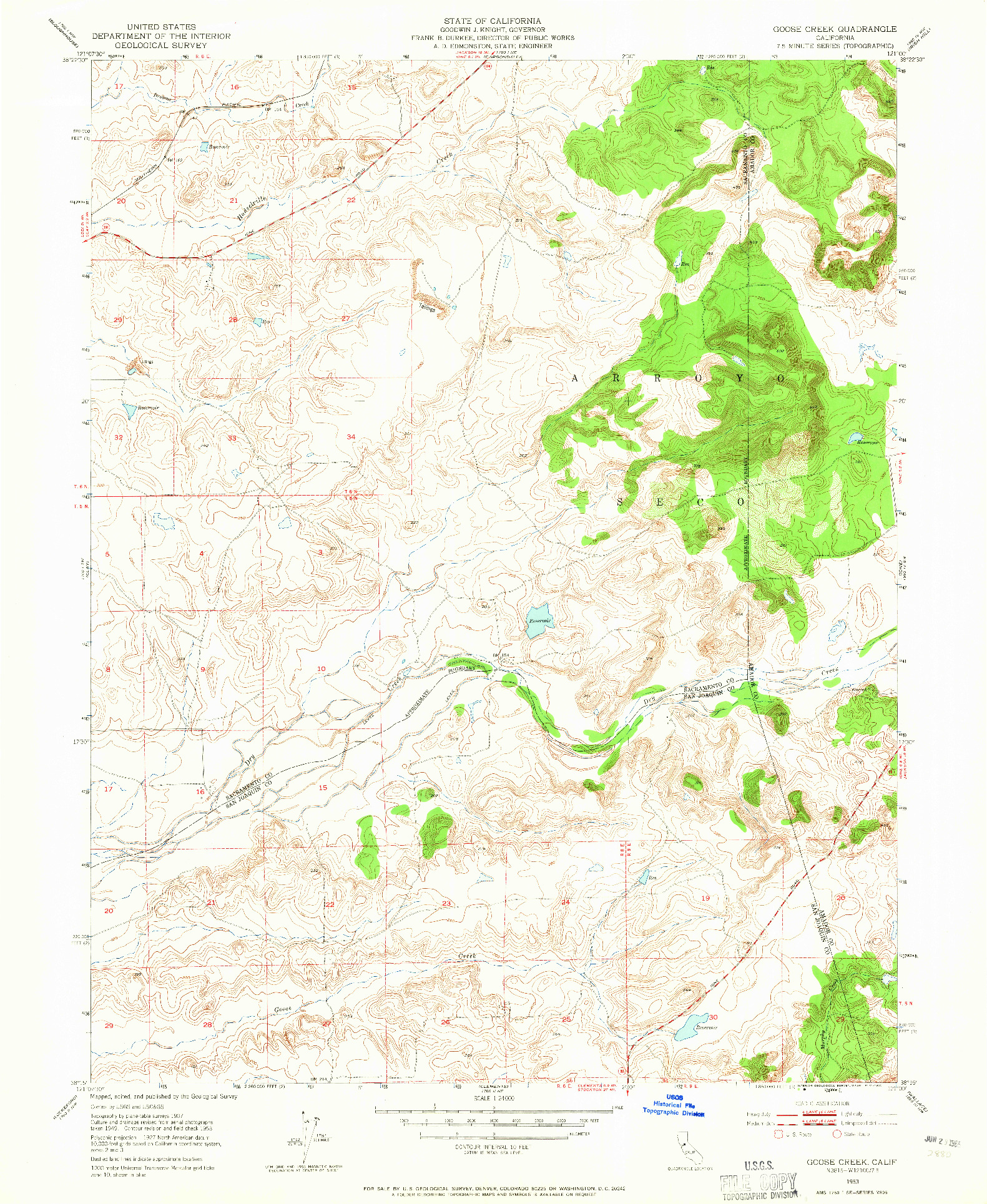 USGS 1:24000-SCALE QUADRANGLE FOR GOOSE CREEK, CA 1953