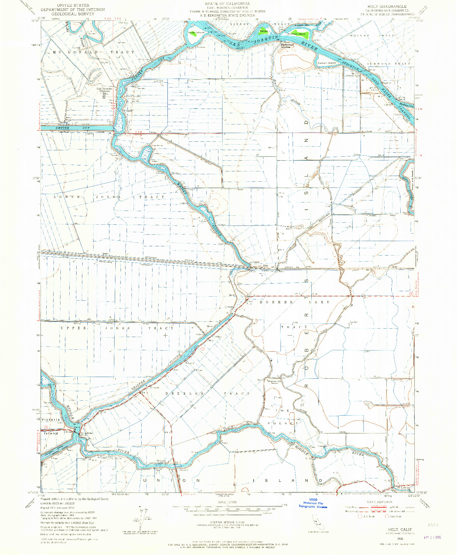 USGS 1:24000-SCALE QUADRANGLE FOR HOLT, CA 1952