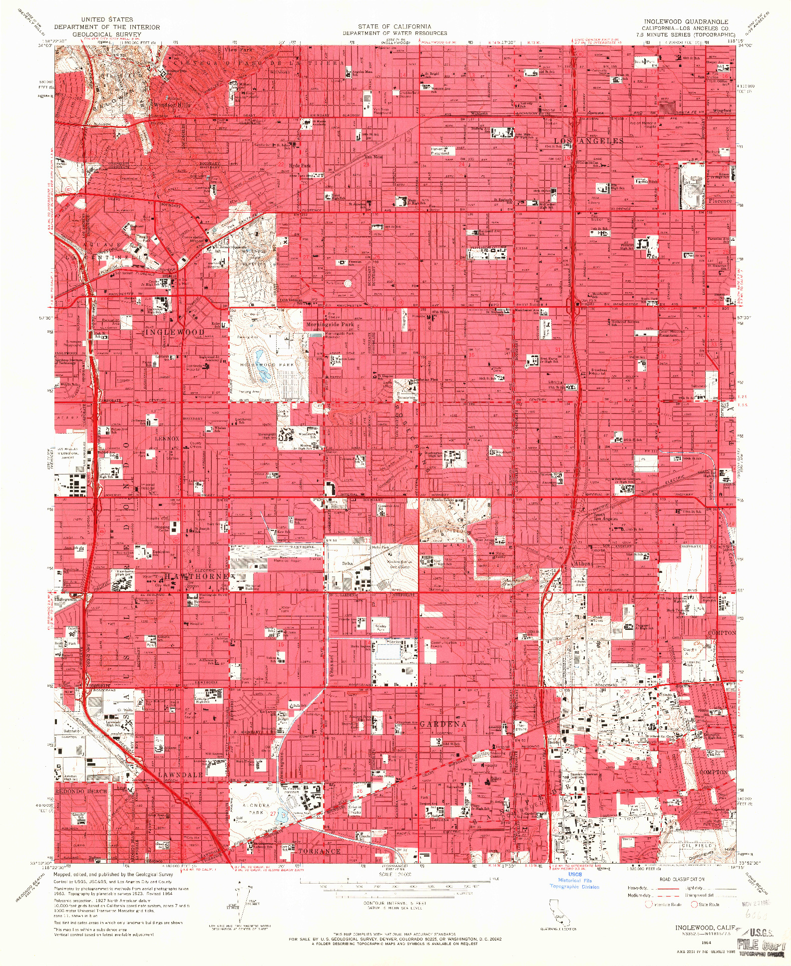 USGS 1:24000-SCALE QUADRANGLE FOR INGLEWOOD, CA 1964