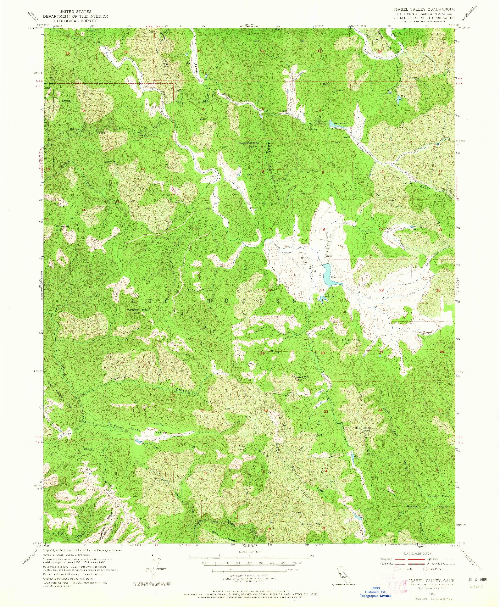 USGS 1:24000-SCALE QUADRANGLE FOR ISABEL VALLEY, CA 1955