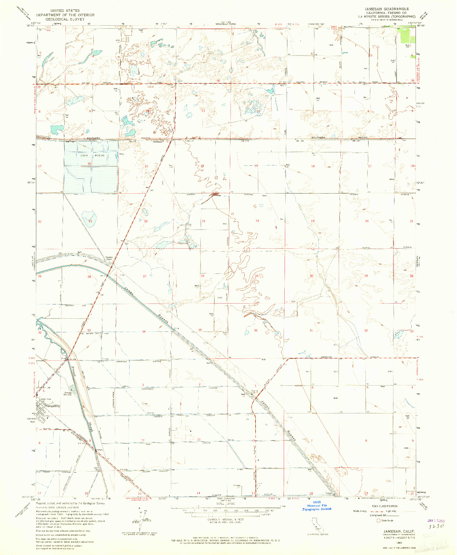 USGS 1:24000-SCALE QUADRANGLE FOR JAMESAN, CA 1963