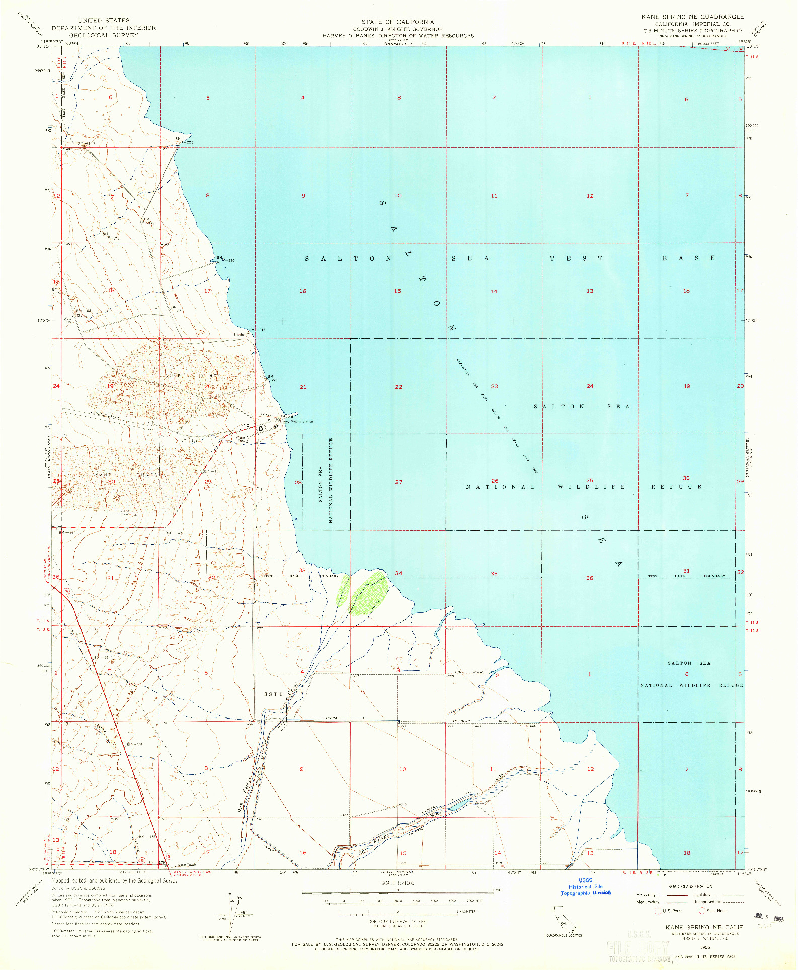 USGS 1:24000-SCALE QUADRANGLE FOR KANE SPRING NE, CA 1956
