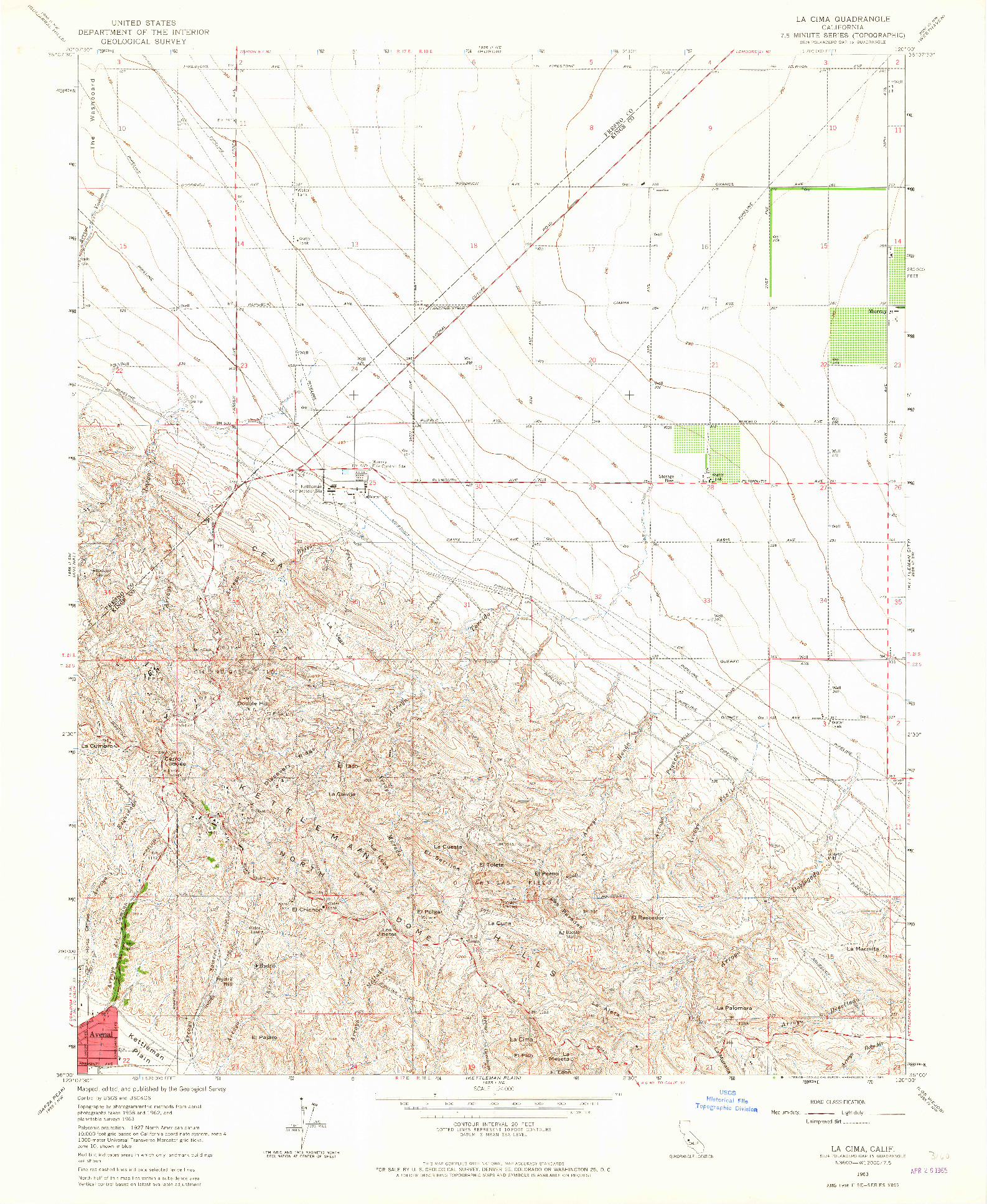 USGS 1:24000-SCALE QUADRANGLE FOR LA CIMA, CA 1963