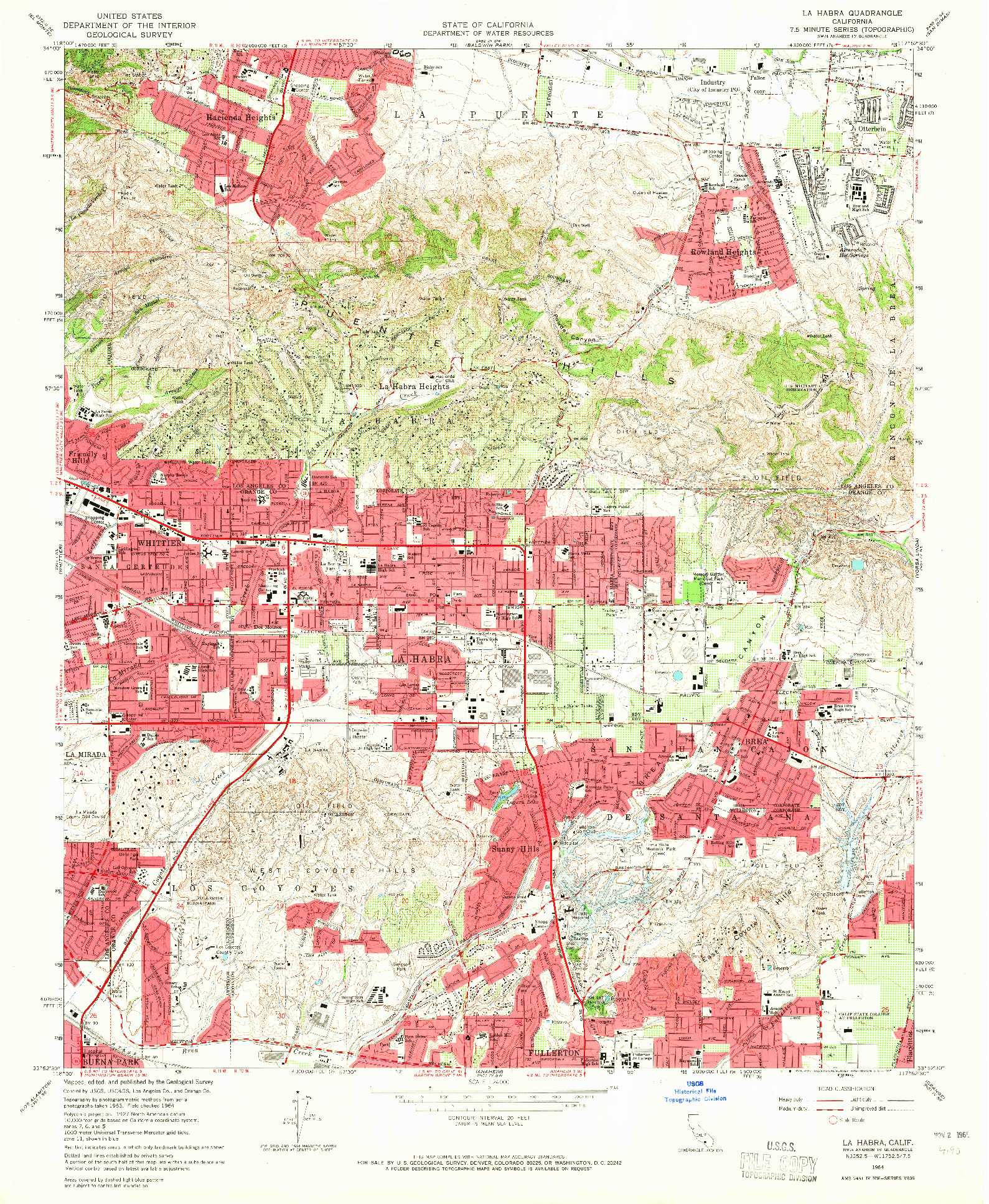 USGS 1:24000-SCALE QUADRANGLE FOR LA HABRA, CA 1964