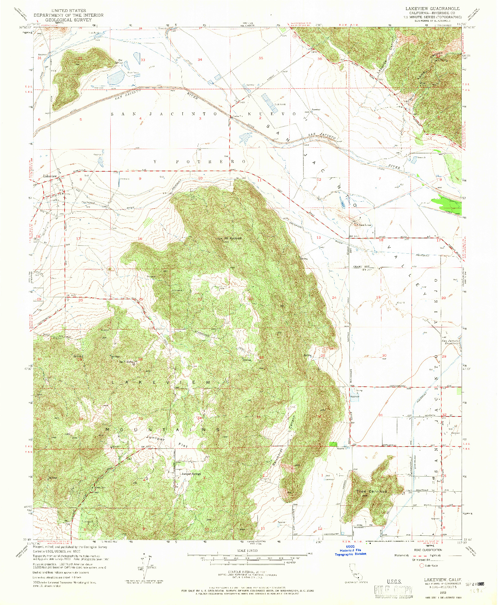 USGS 1:24000-SCALE QUADRANGLE FOR LAKEVIEW, CA 1953