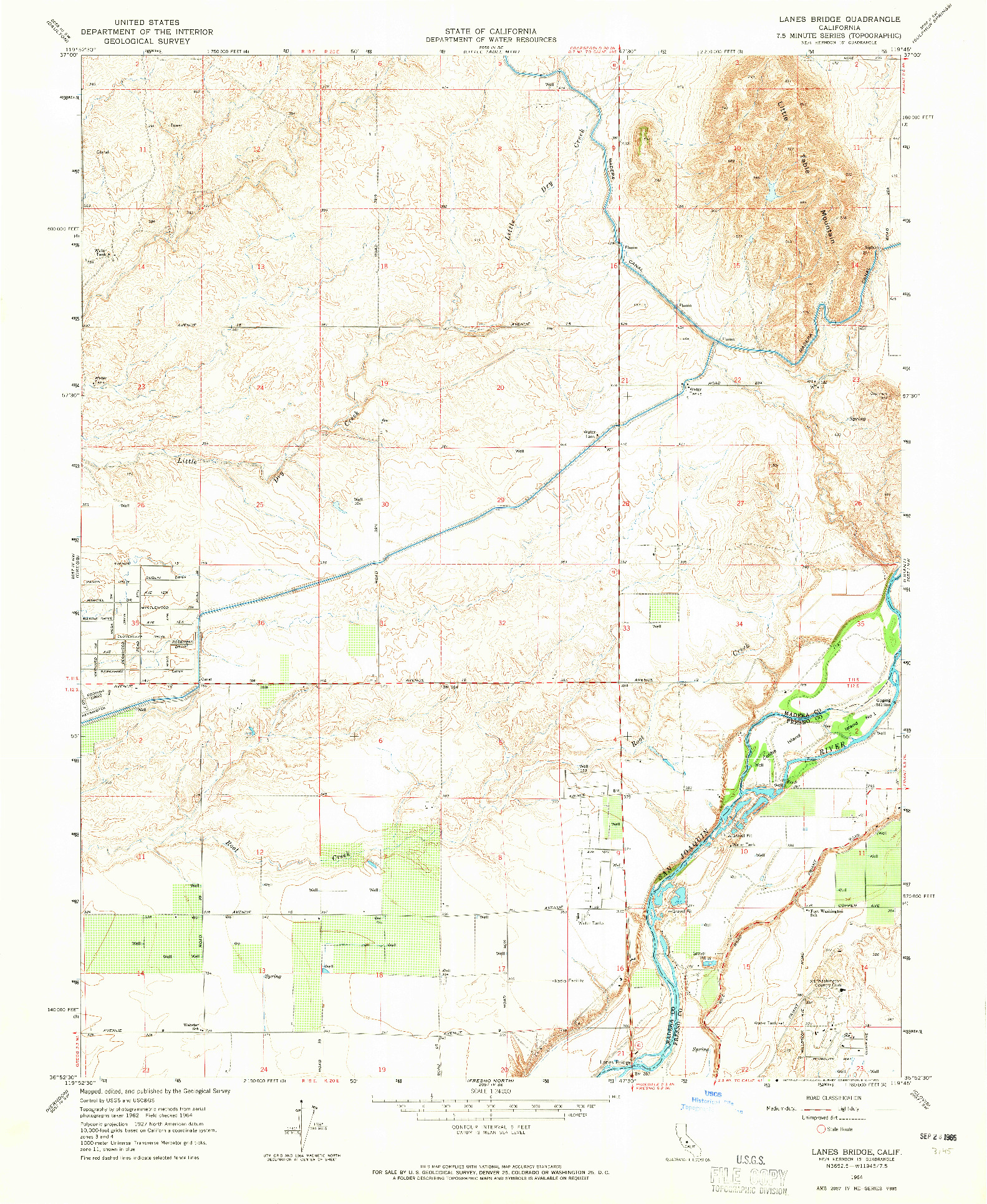 USGS 1:24000-SCALE QUADRANGLE FOR LANES BRIDGE, CA 1964