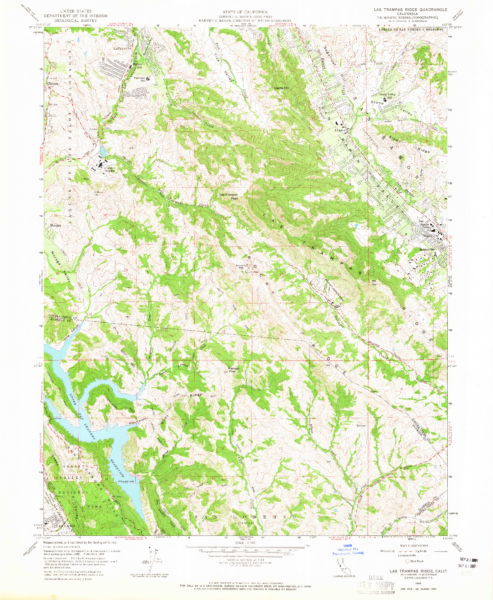 USGS 1:24000-SCALE QUADRANGLE FOR LAS TRAMPAS RIDGE, CA 1959