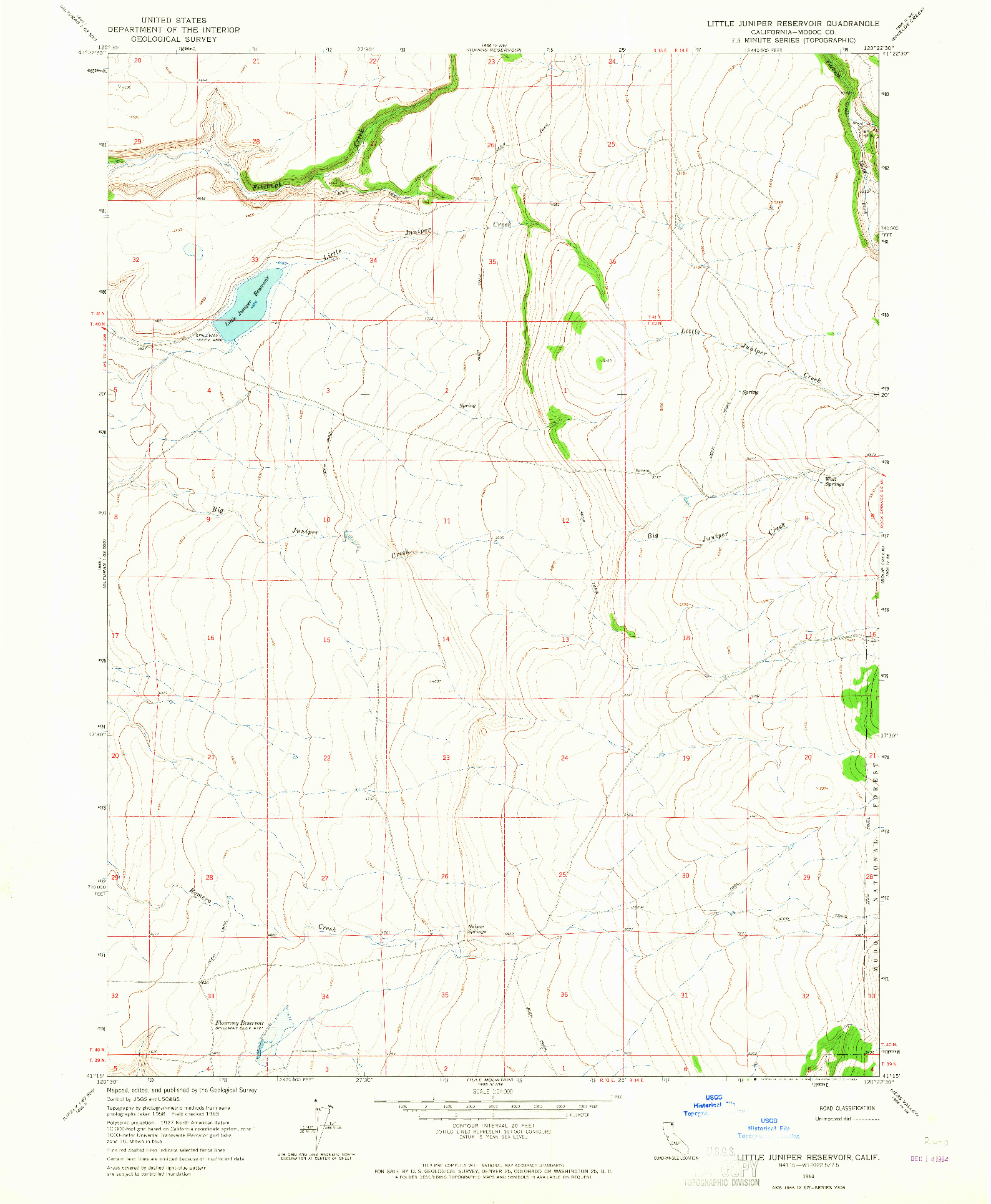 USGS 1:24000-SCALE QUADRANGLE FOR LITTLE JUNIPER RESERVOIR, CA 1963