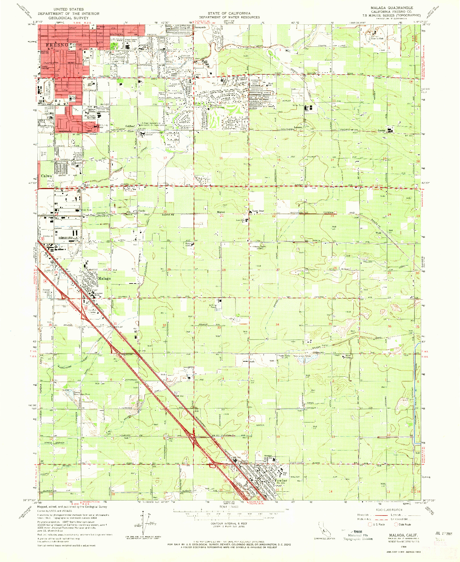 USGS 1:24000-SCALE QUADRANGLE FOR MALAGA, CA 1964