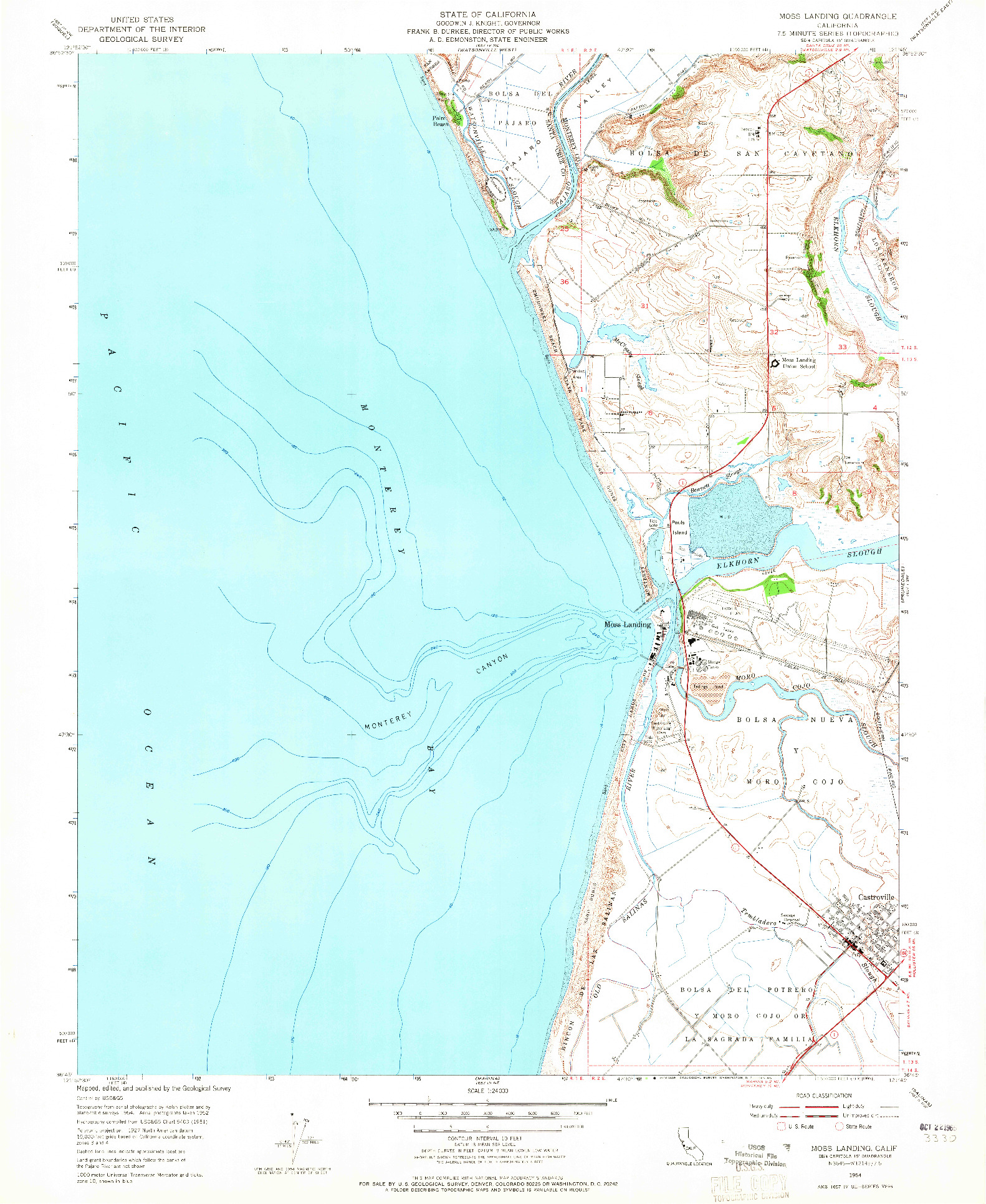 USGS 1:24000-SCALE QUADRANGLE FOR MOSS LANDING, CA 1954