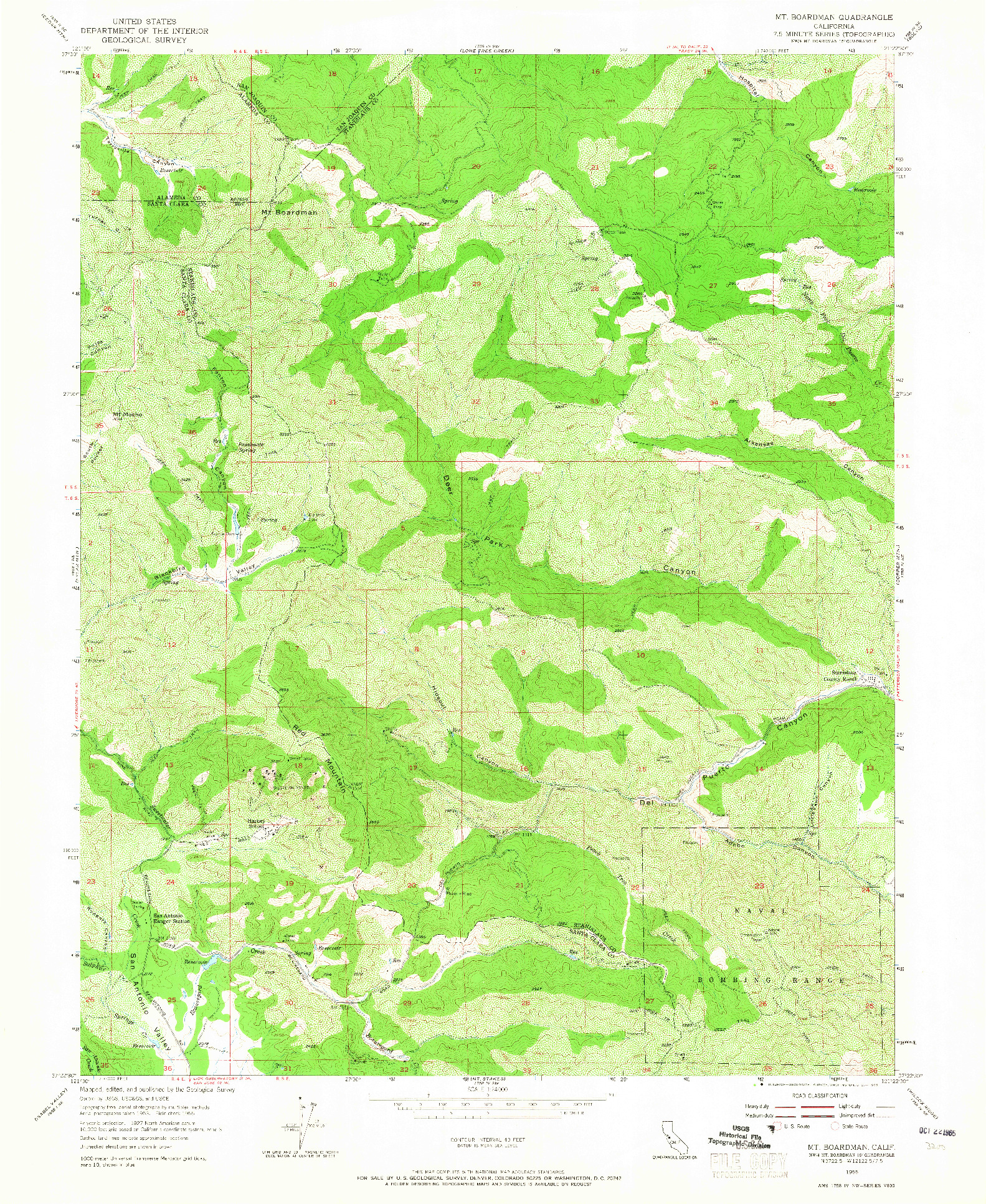 USGS 1:24000-SCALE QUADRANGLE FOR MT. BOARDMAN, CA 1955