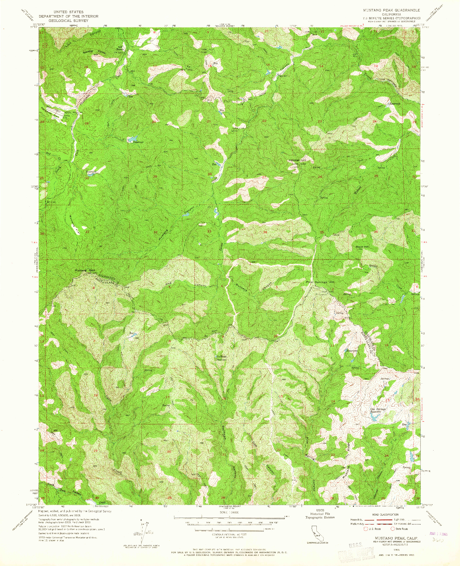 USGS 1:24000-SCALE QUADRANGLE FOR MUSTANG PEAK, CA 1955