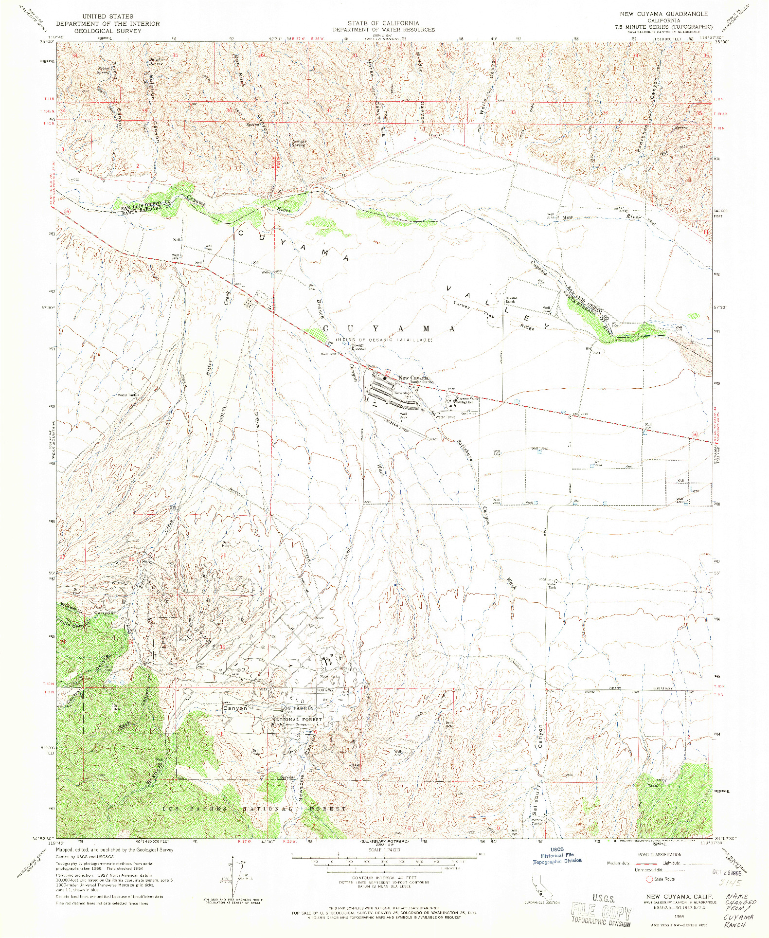 USGS 1:24000-SCALE QUADRANGLE FOR NEW CUYAMA, CA 1964