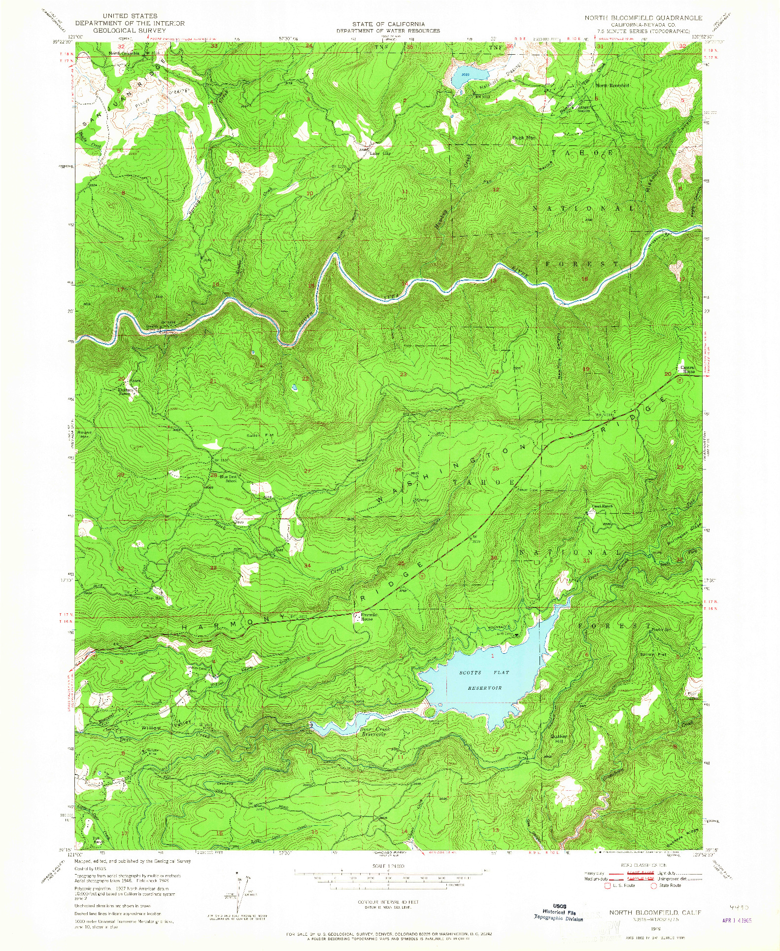 USGS 1:24000-SCALE QUADRANGLE FOR NORTH BLOOMFIELD, CA 1949