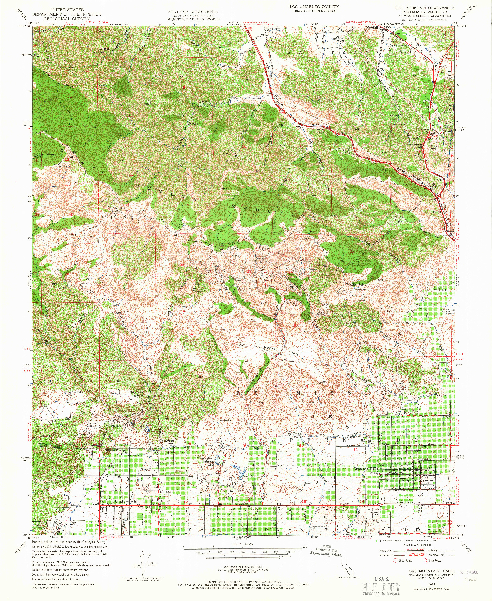 USGS 1:24000-SCALE QUADRANGLE FOR OAT MOUNTAIN, CA 1952