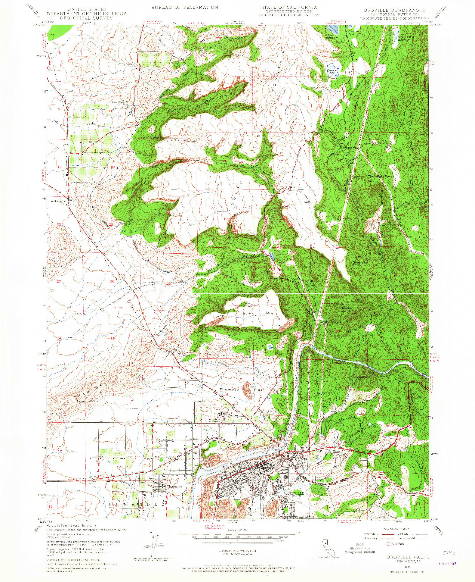 USGS 1:24000-SCALE QUADRANGLE FOR OROVILLE, CA 1947