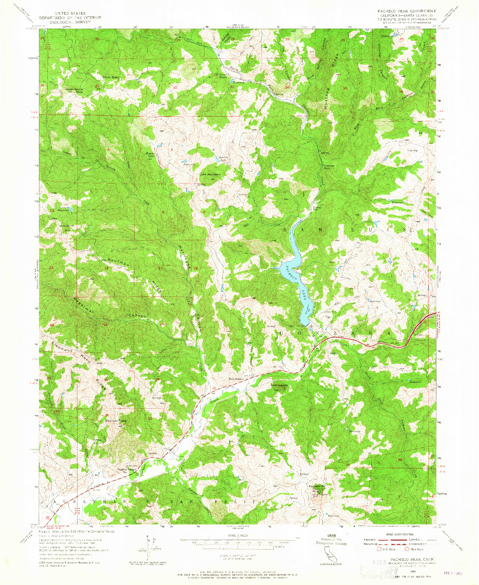 USGS 1:24000-SCALE QUADRANGLE FOR PACHECO PEAK, CA 1955