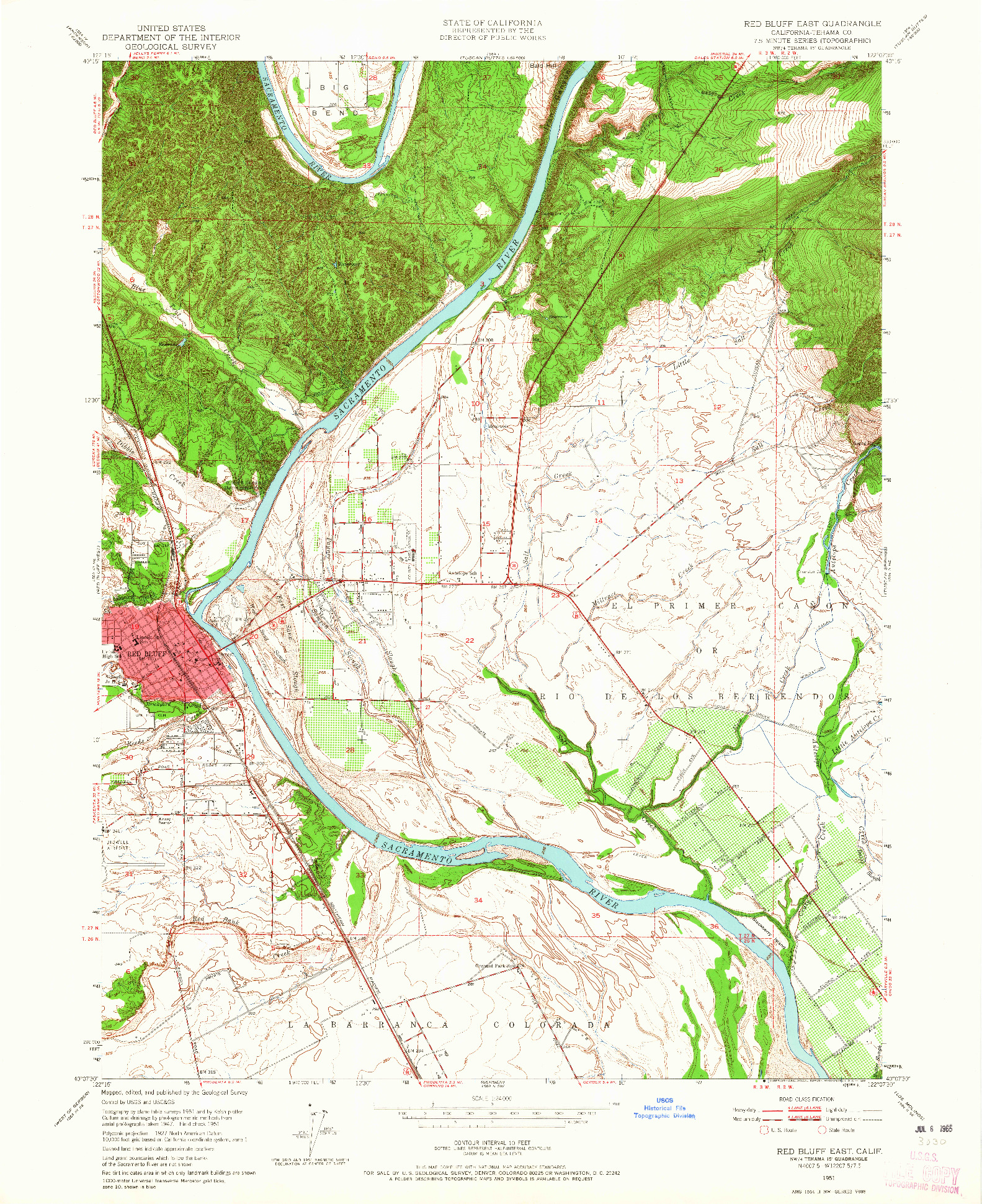 USGS 1:24000-SCALE QUADRANGLE FOR RED BLUFF EAST, CA 1951