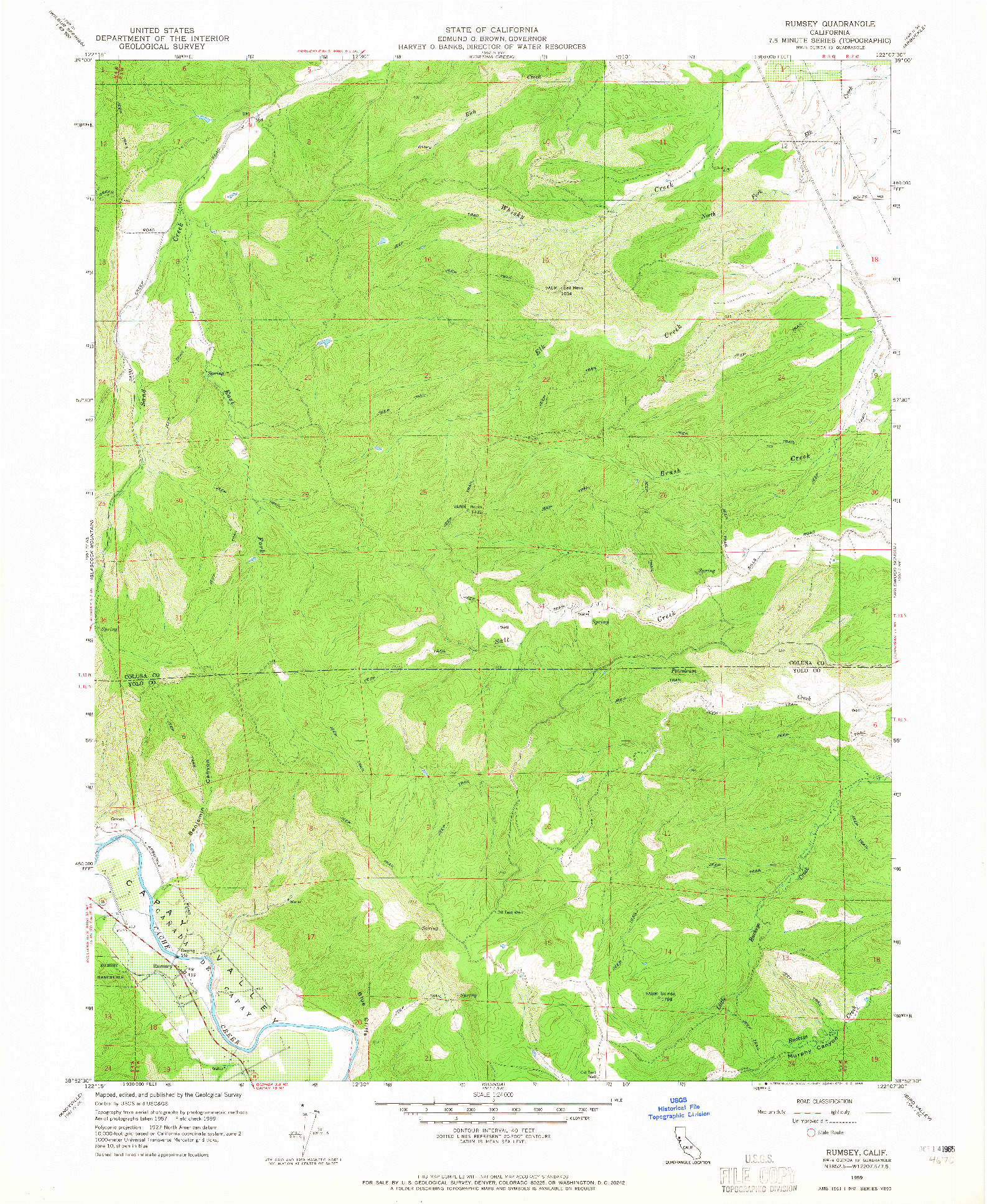 USGS 1:24000-SCALE QUADRANGLE FOR RUMSEY, CA 1959