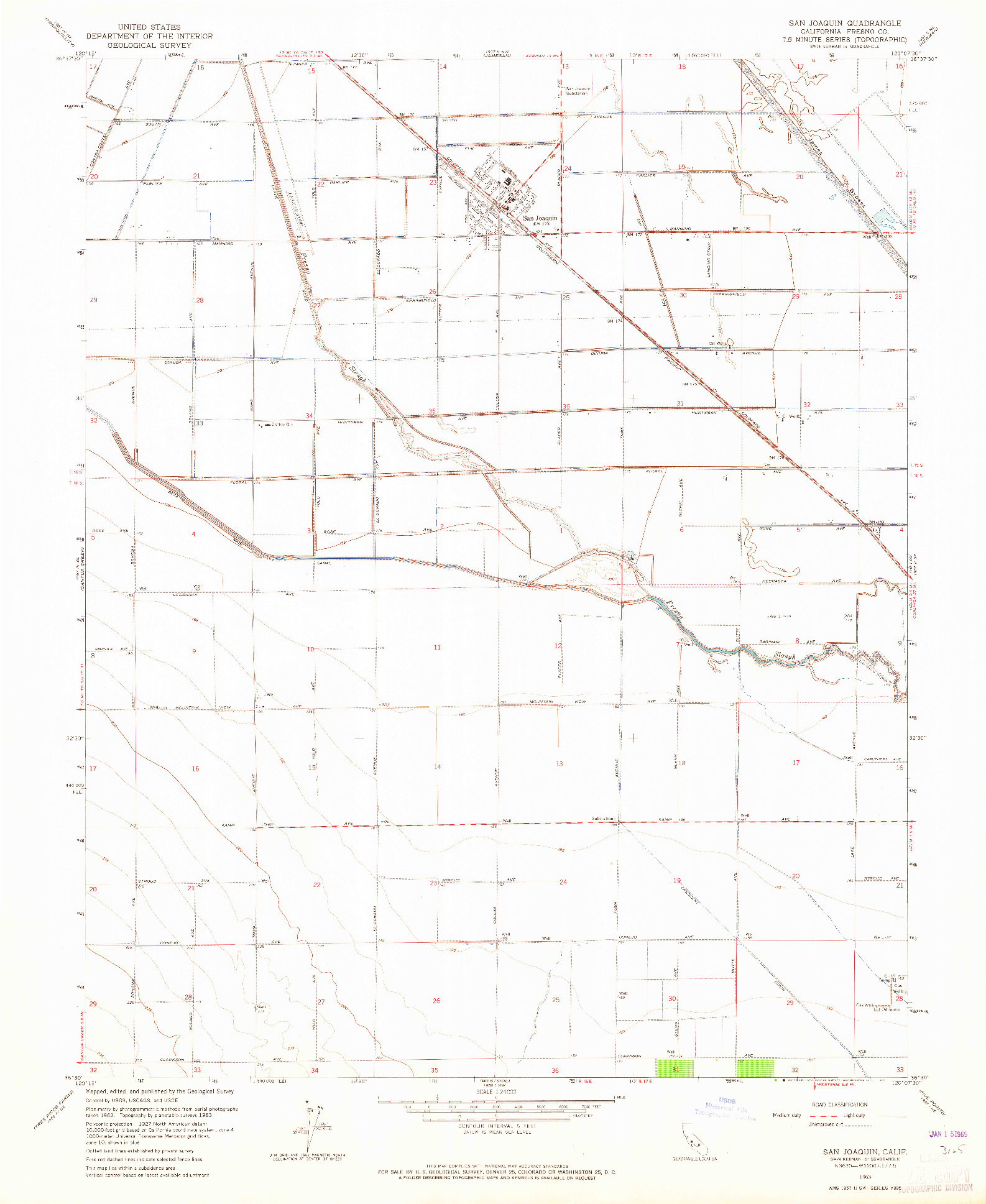 USGS 1:24000-SCALE QUADRANGLE FOR SAN JOAQUIN, CA 1963